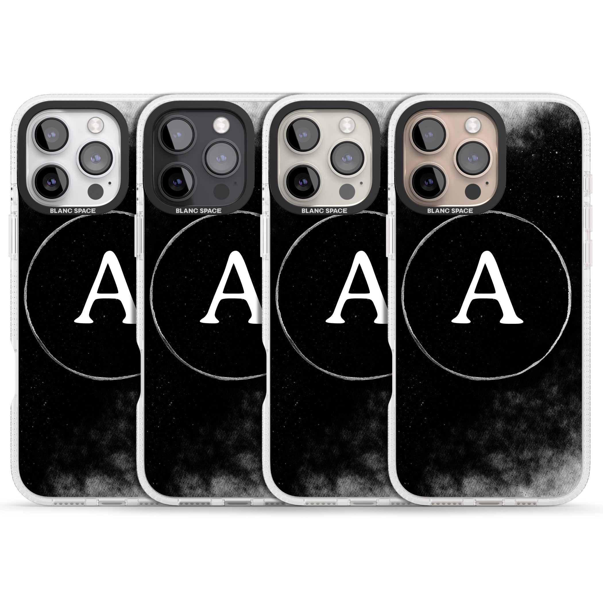Personalised Eclipse Monogram iPhone 16 Pro Max / 16 Pro Clear Case Impact Air - Blanc Space