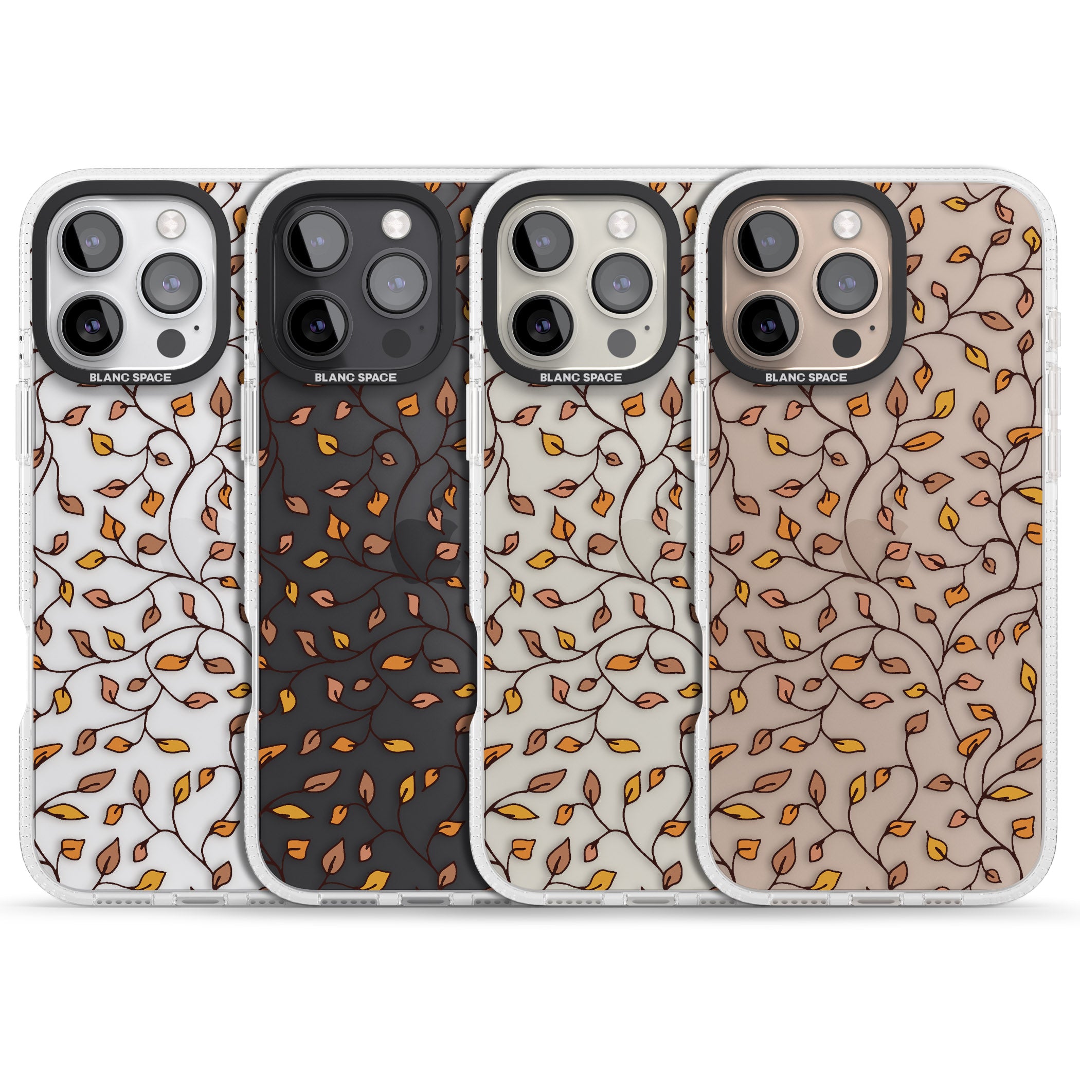 Personalised Autumn Leaves Pattern iPhone 16 Pro Max / 16 Pro Clear Case Impact Air - Blanc Space