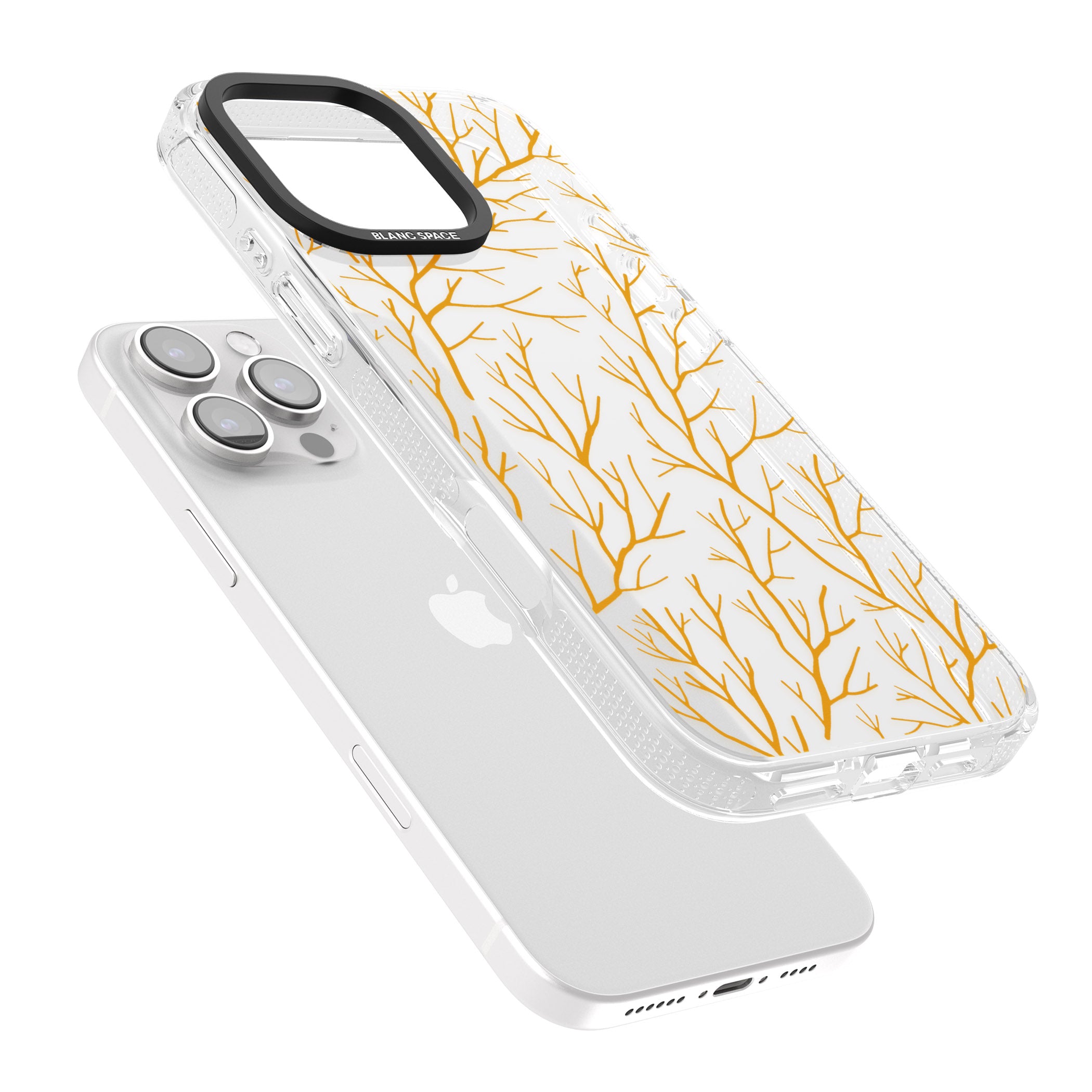 Personalised Bramble Branches Pattern iPhone 16 Pro Max / 16 Pro Clear Case Impact Air - Blanc Space