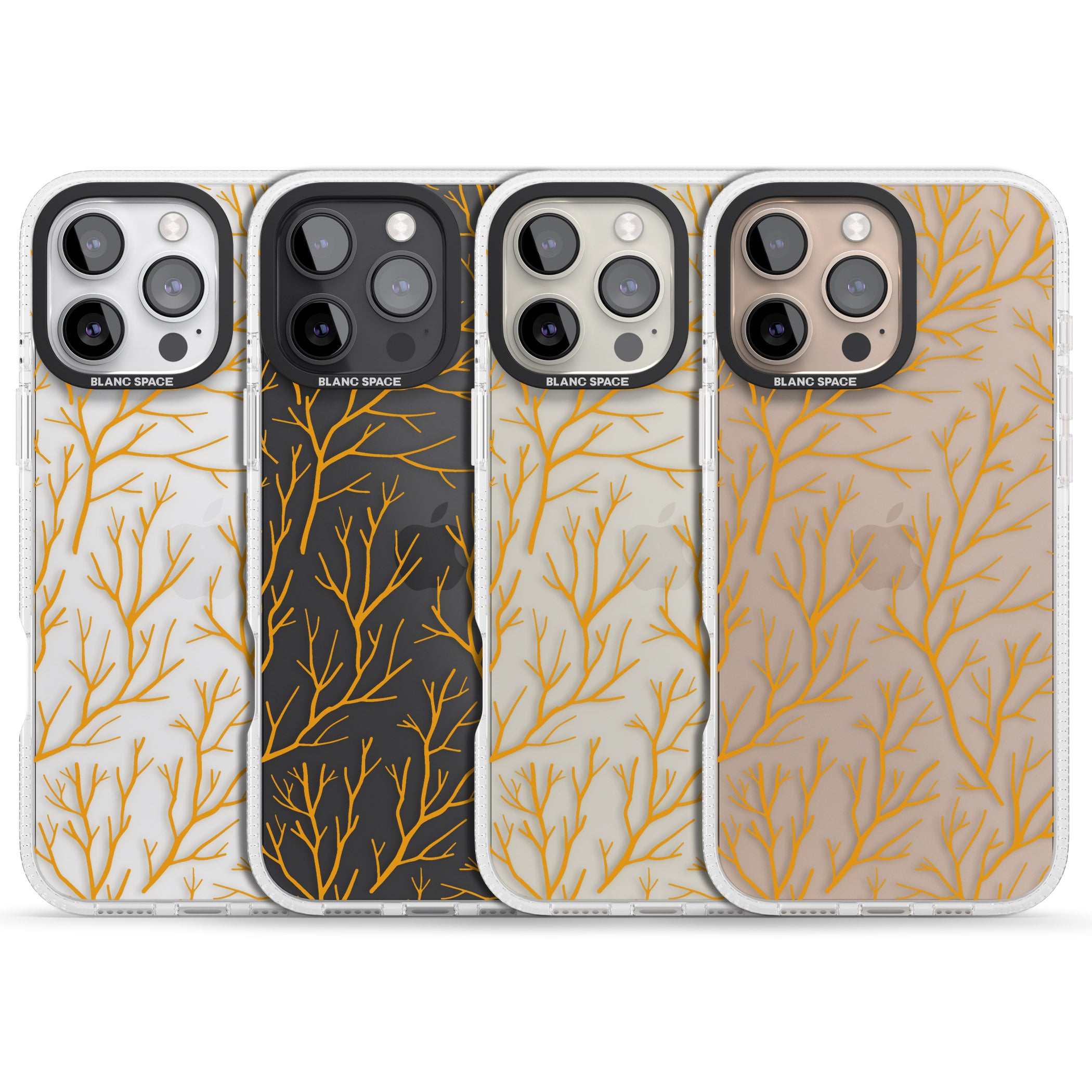 Personalised Bramble Branches Pattern iPhone 16 Pro Max / 16 Pro Clear Case Impact Air - Blanc Space