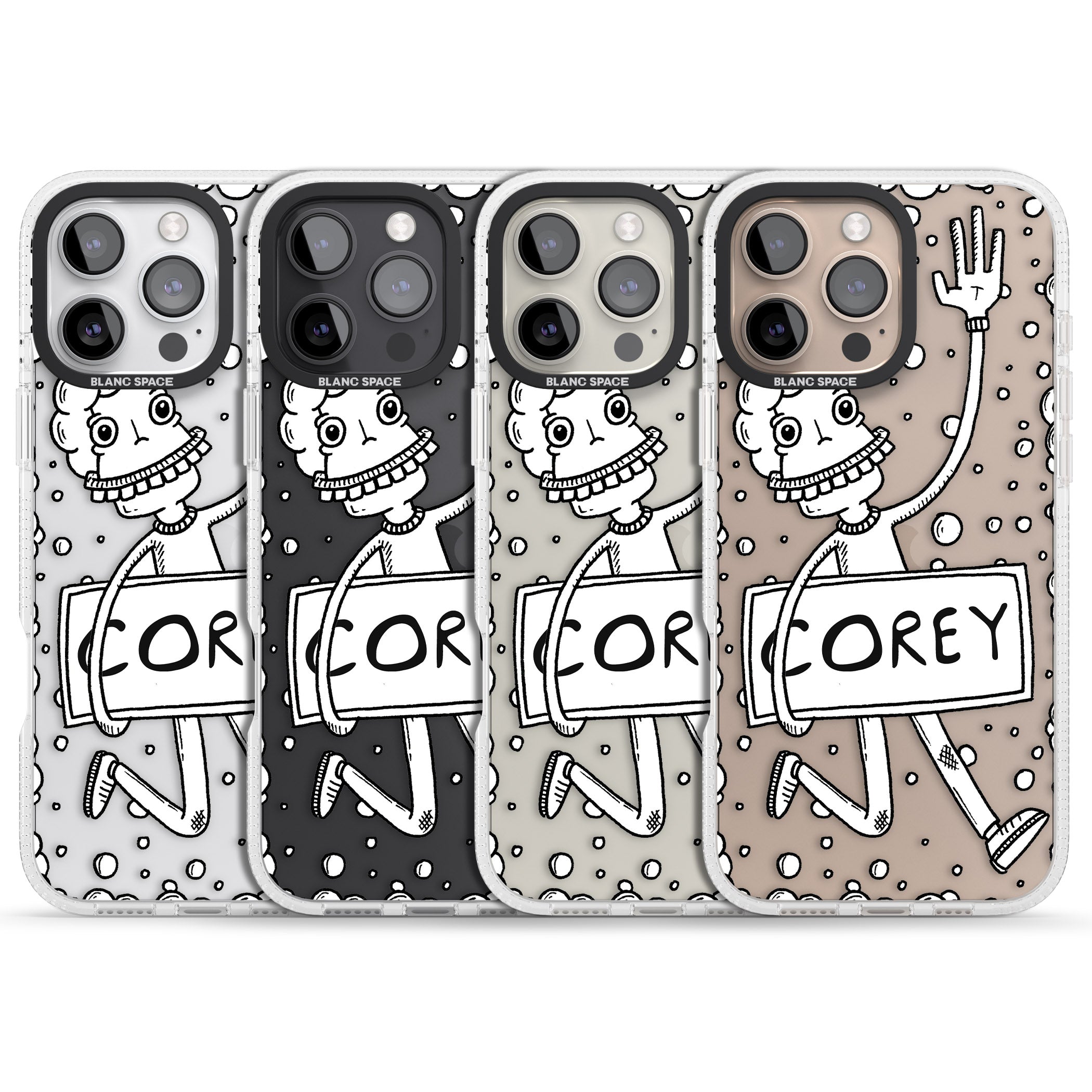 Personalised Banner Boy iPhone 16 Pro Max / 16 Pro Clear Case Impact Air - Blanc Space