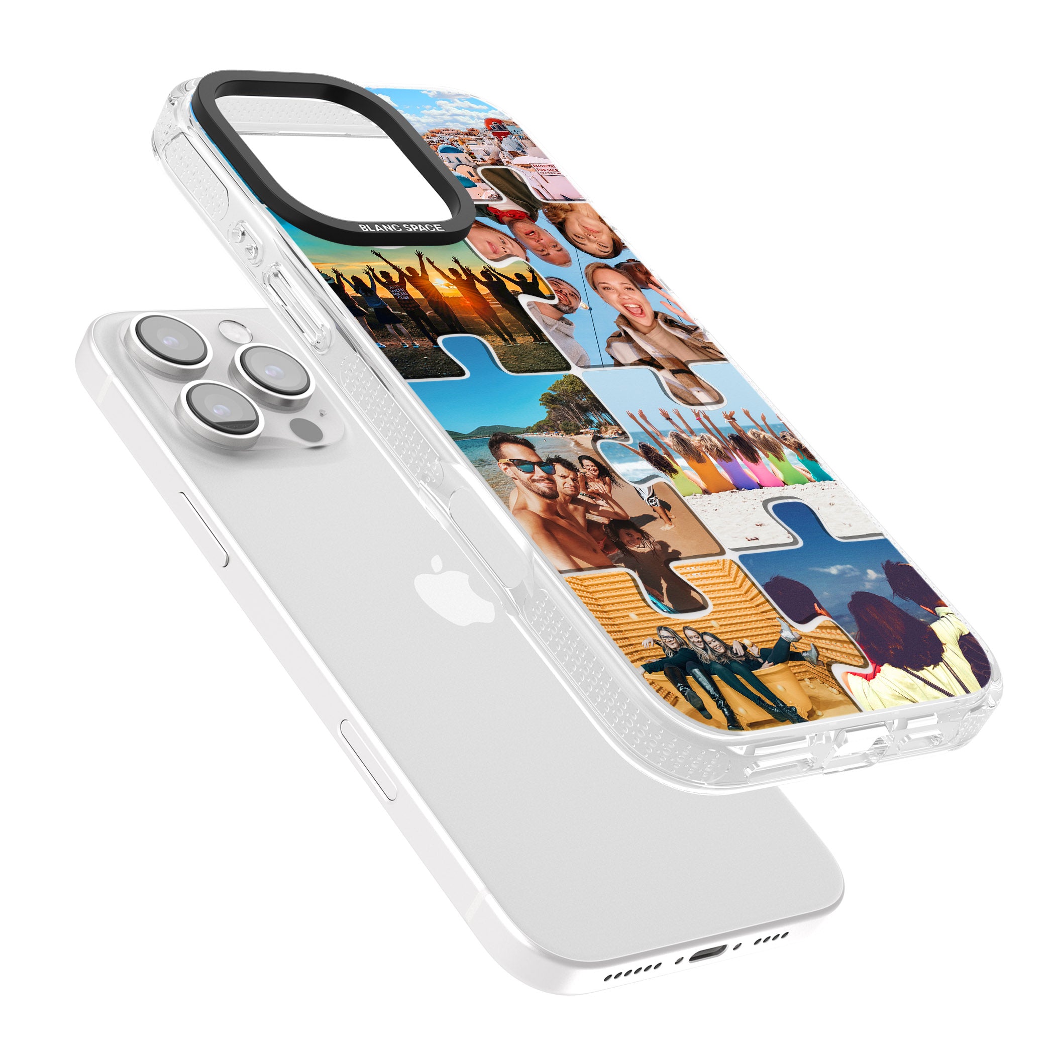 Personalised Jigsaw Photo Grid iPhone 16 Pro Max / 16 Pro Clear Case Impact Air - Blanc Space