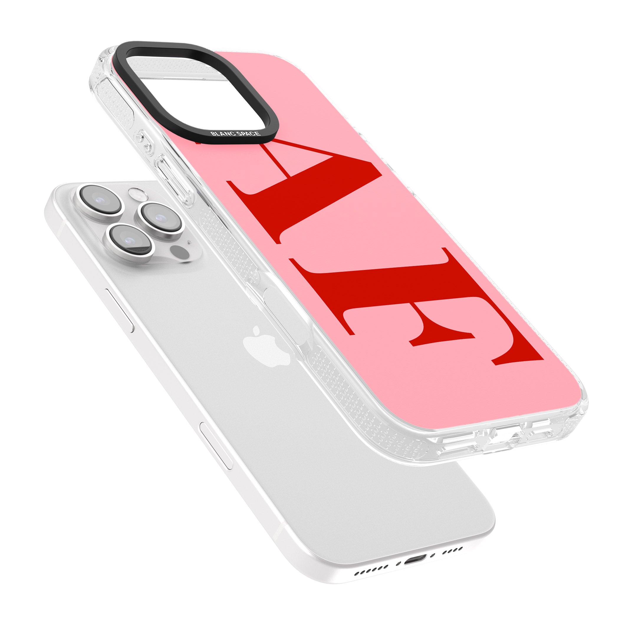 Personalised Red & Pink Letters iPhone 16 Pro Max / 16 Pro Clear Case Impact Air - Blanc Space
