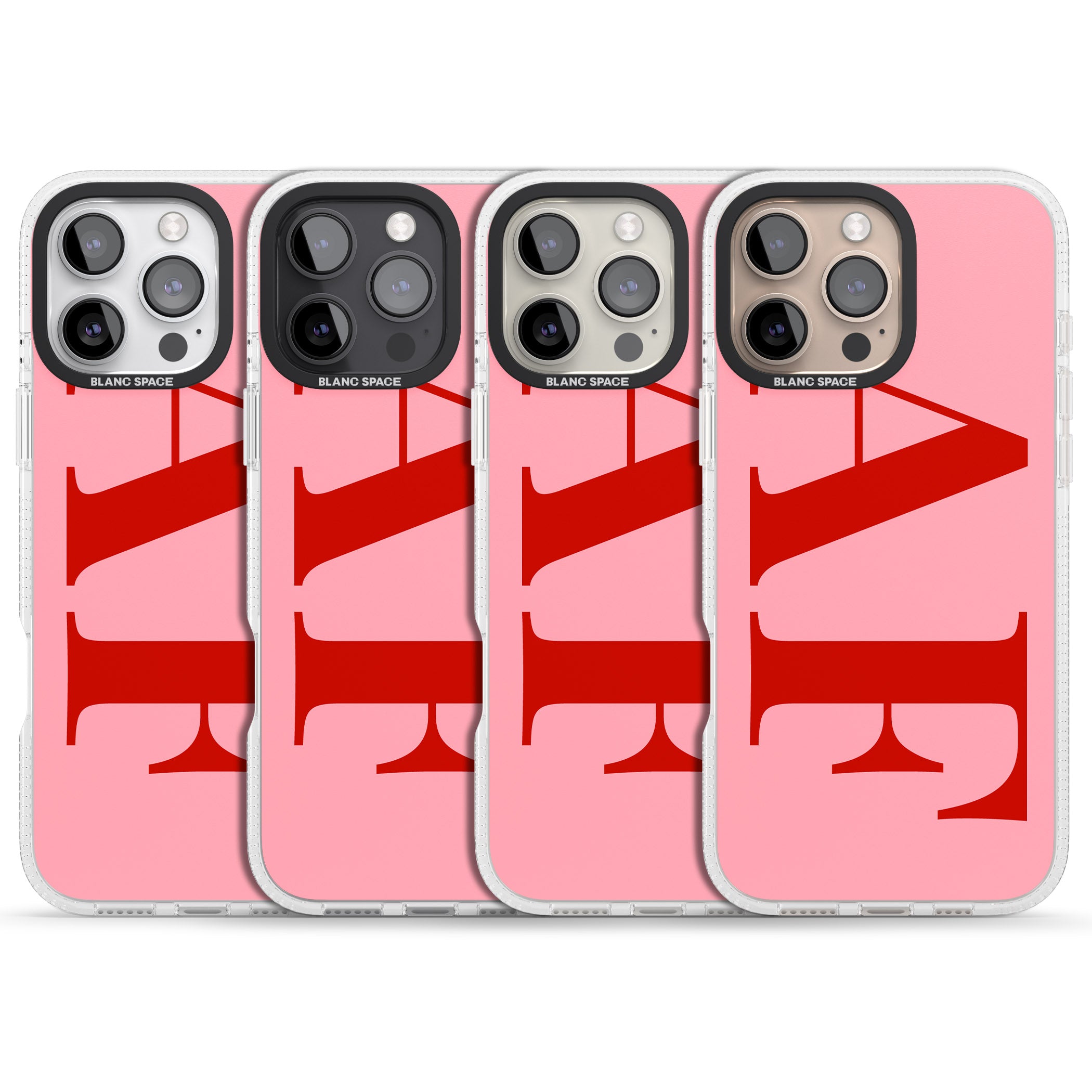 Personalised Red & Pink Letters iPhone 16 Pro Max / 16 Pro Clear Case Impact Air - Blanc Space