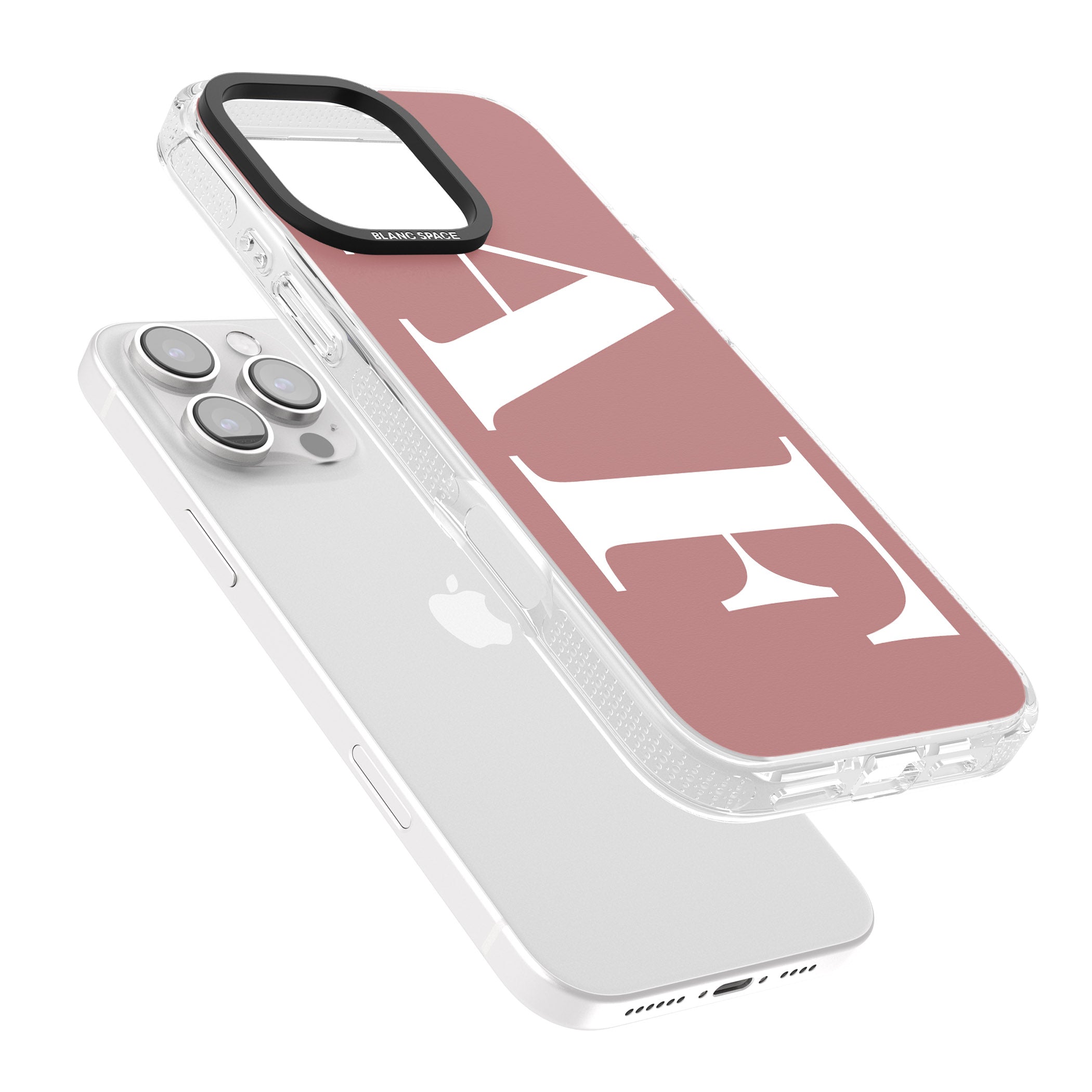 Personalised White & Rose Personalised iPhone 16 Pro Max / 16 Pro Clear Case Impact Air - Blanc Space