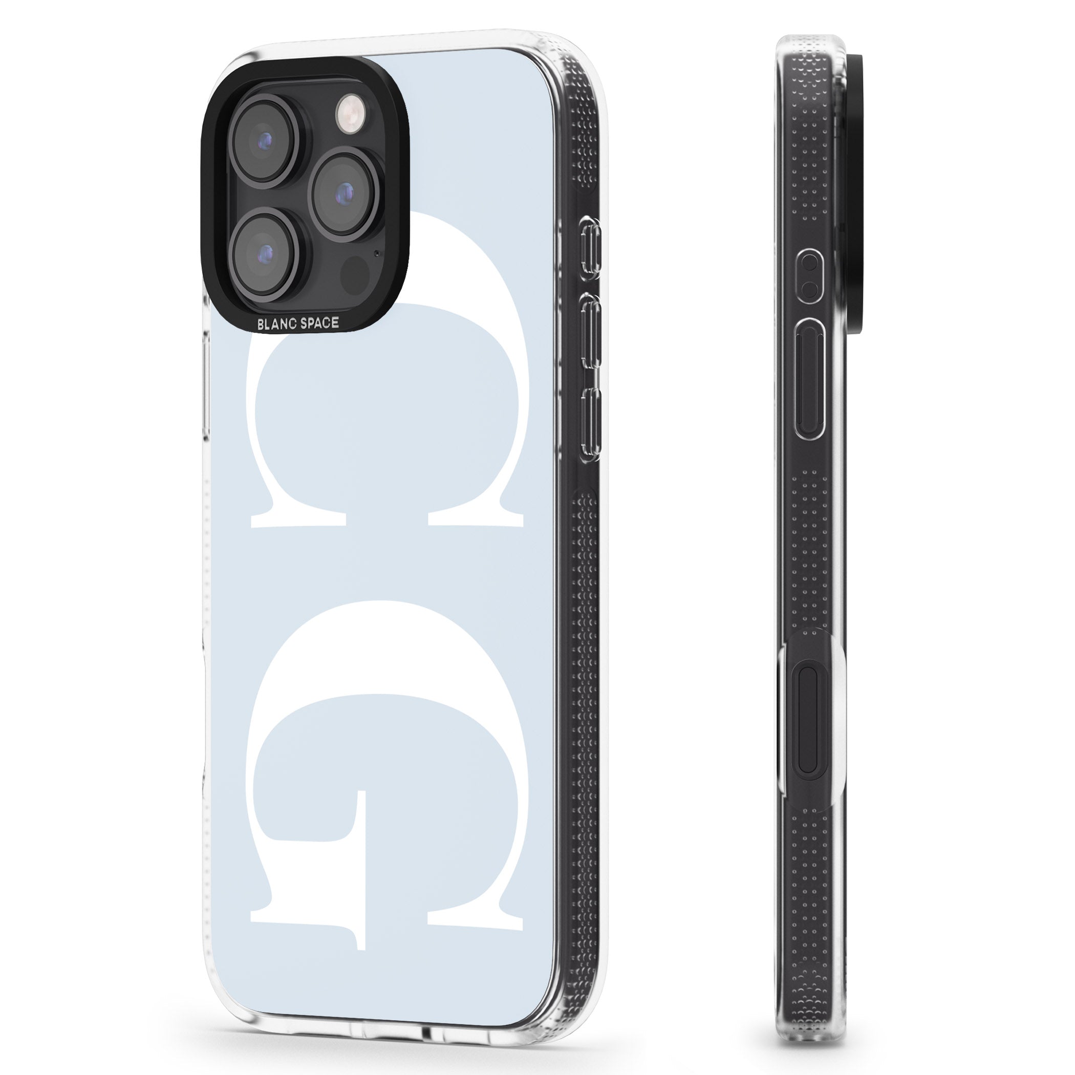 Personalised White & Blue Personalised iPhone 16 Pro Max / 16 Pro Clear Case Impact Air - Blanc Space