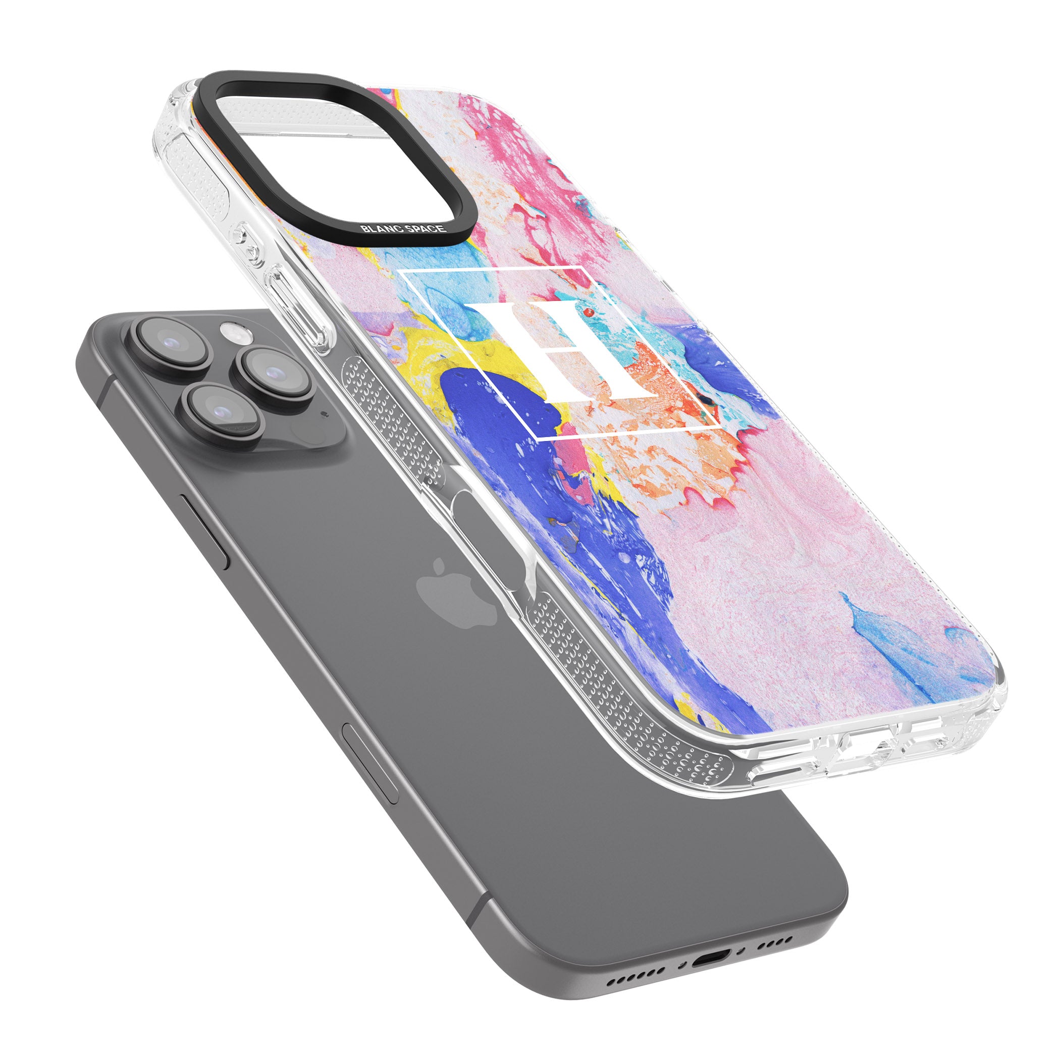 Personalised Mixed Pastels Marbled Paper iPhone 16 Pro Max / 16 Pro Clear Case Impact Air - Blanc Space