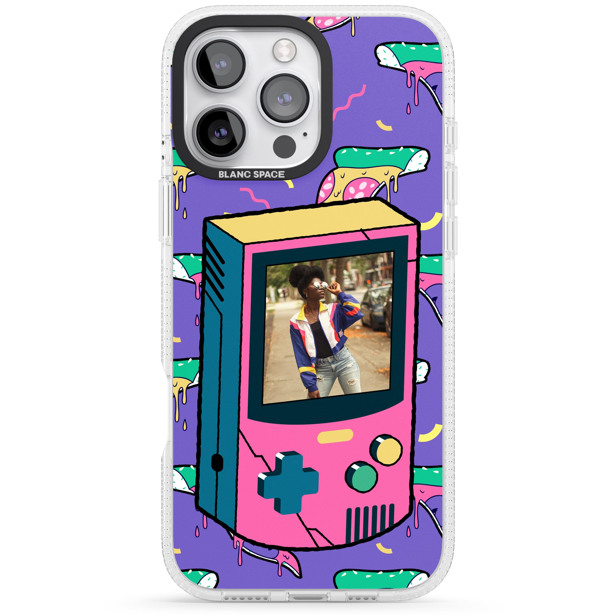 Personalised Retro Game Photo Case iPhone 16 Pro Max / 16 Pro Clear Case Impact Air - Blanc Space