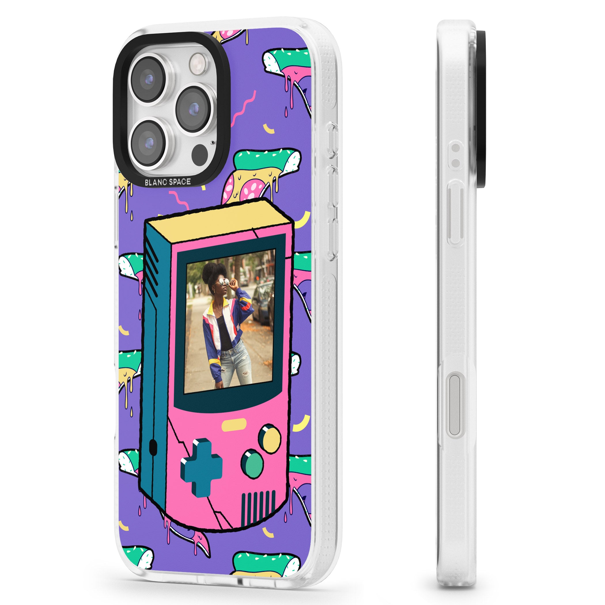 Personalised Retro Game Photo Case iPhone 16 Pro Max / 16 Pro Clear Case Impact Air - Blanc Space