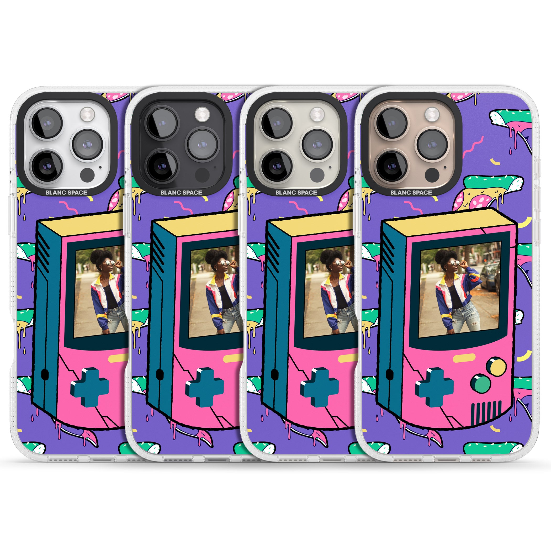 Personalised Retro Game Photo Case iPhone 16 Pro Max / 16 Pro Clear Case Impact Air - Blanc Space