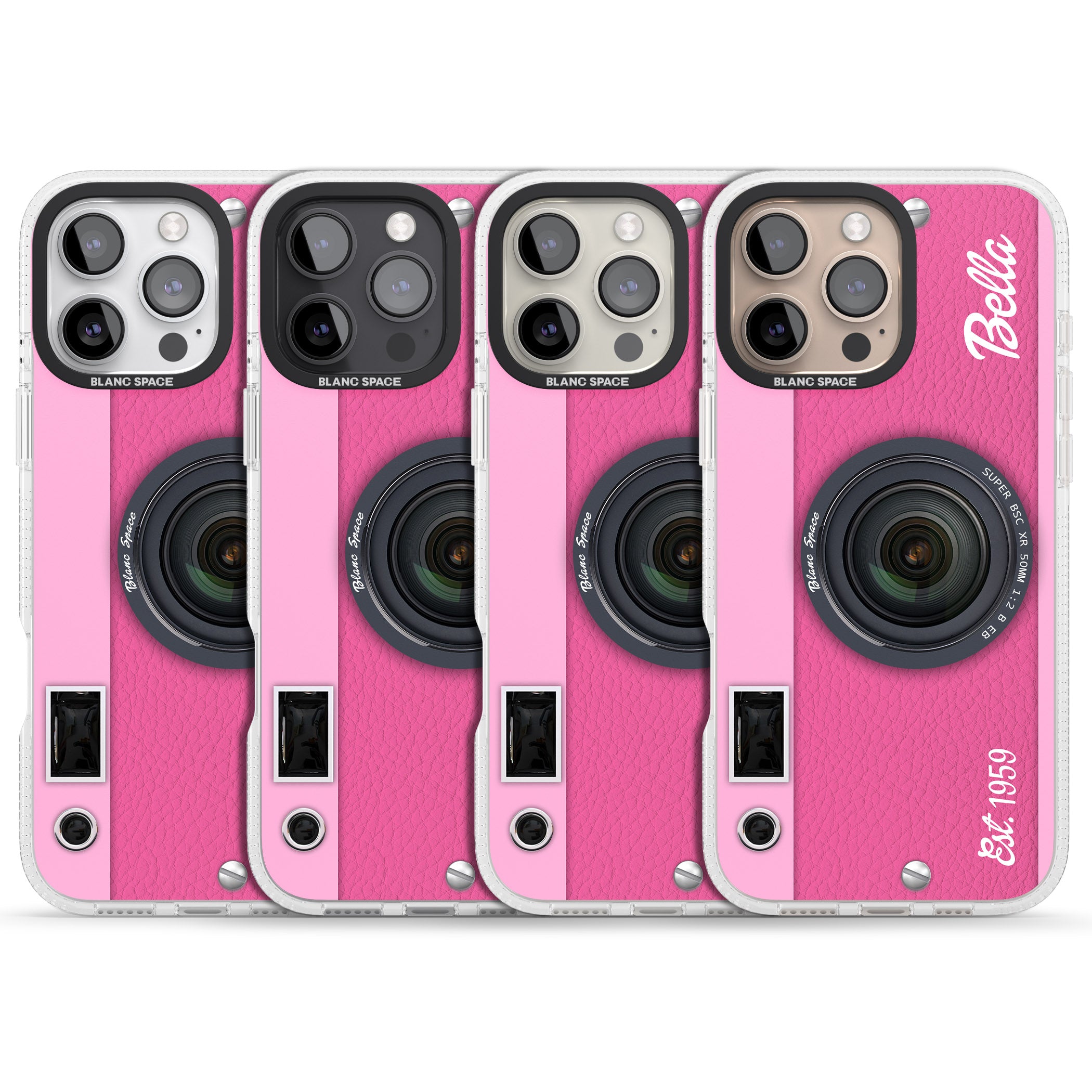 Personalised Pink Dream Camera iPhone 16 Pro Max / 16 Pro Clear Case Impact Air - Blanc Space