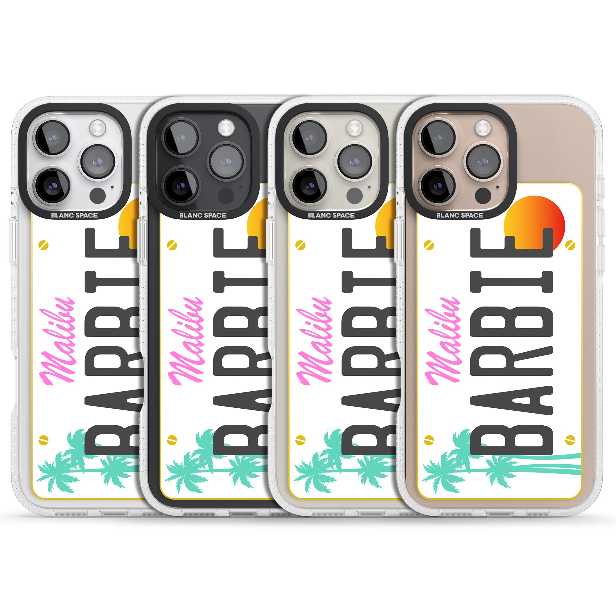 Personalised Malibu License Plate iPhone 16 Pro Max / 16 Pro Clear Case Impact Air - Blanc Space
