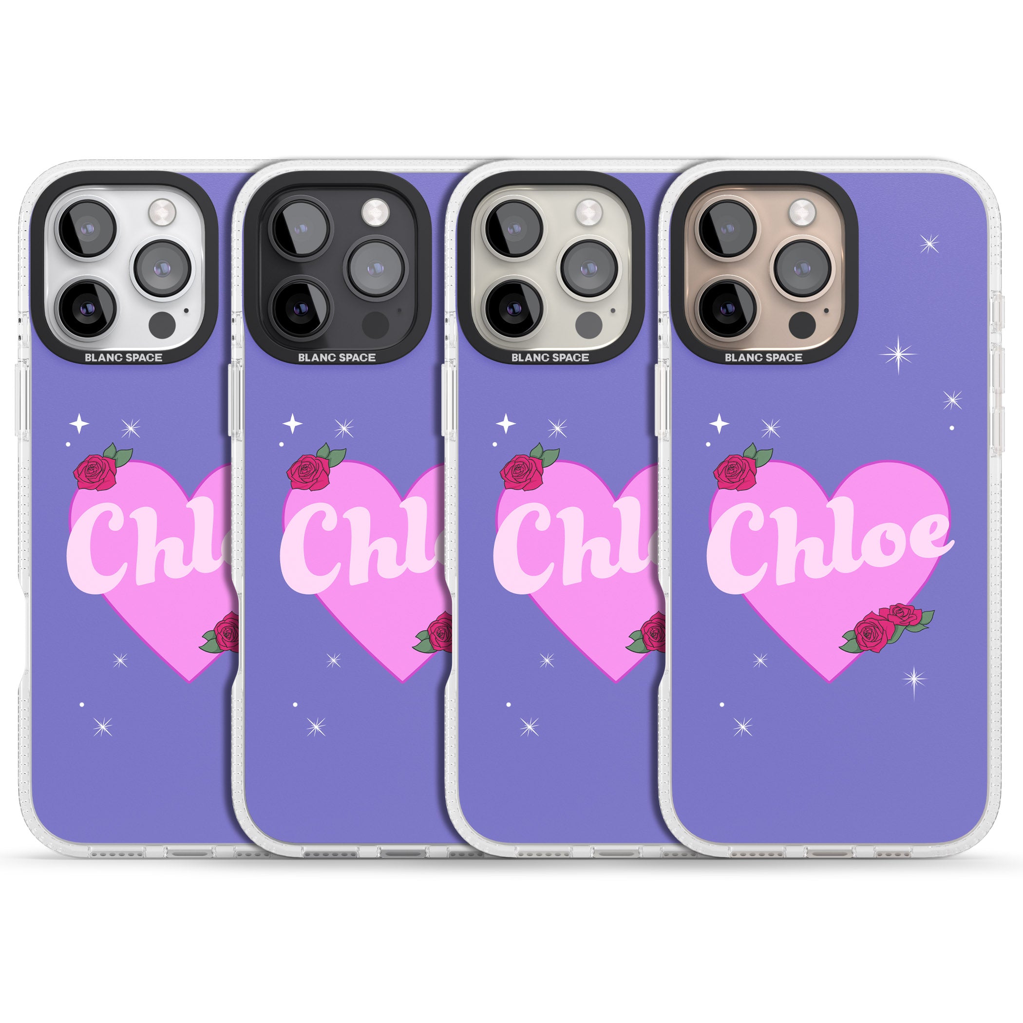 Personalised Glamorous Love Heart iPhone 16 Pro Max / 16 Pro Clear Case Impact Air - Blanc Space