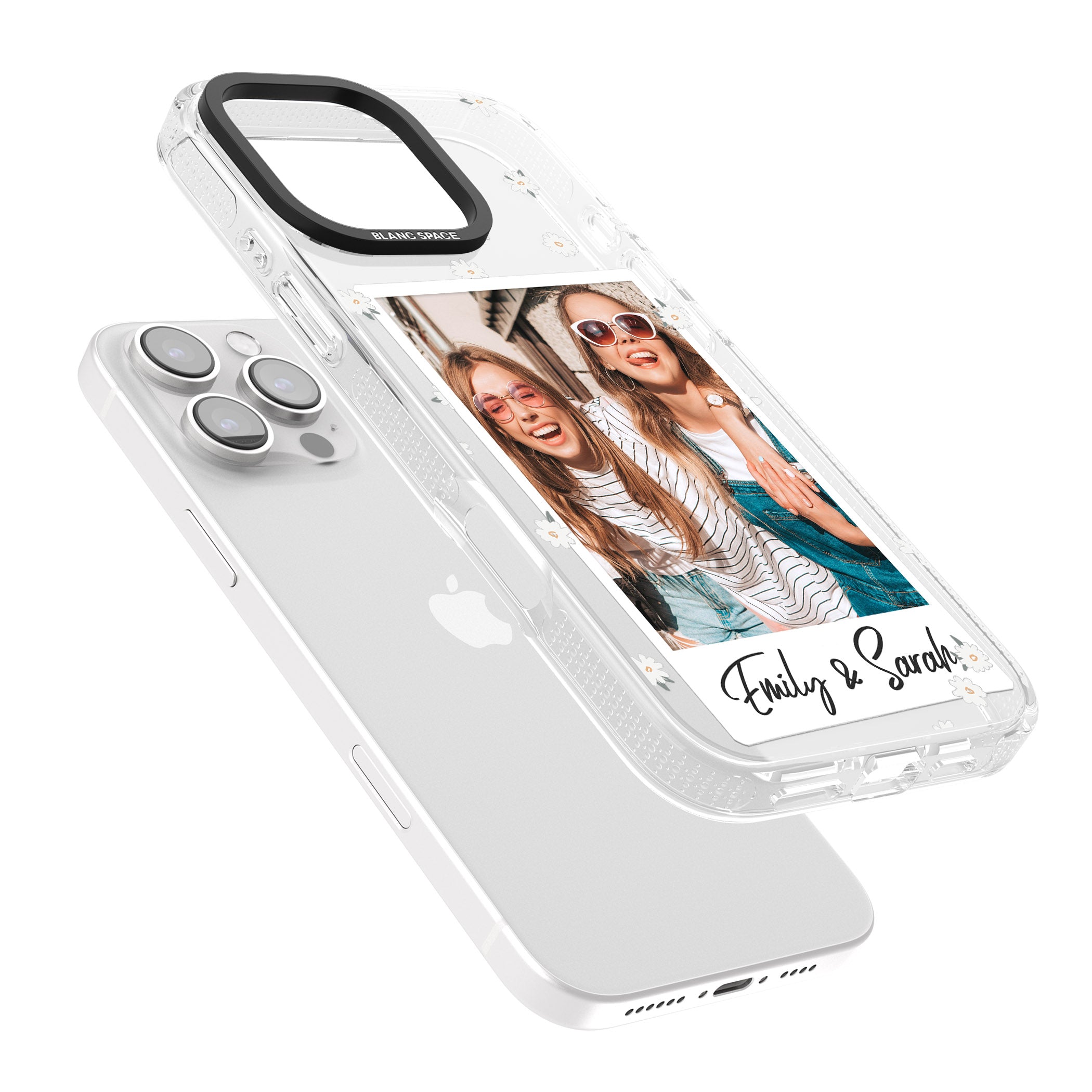 Personalised Daisy Instant Photo iPhone 16 Pro Max / 16 Pro Clear Case Impact Air - Blanc Space