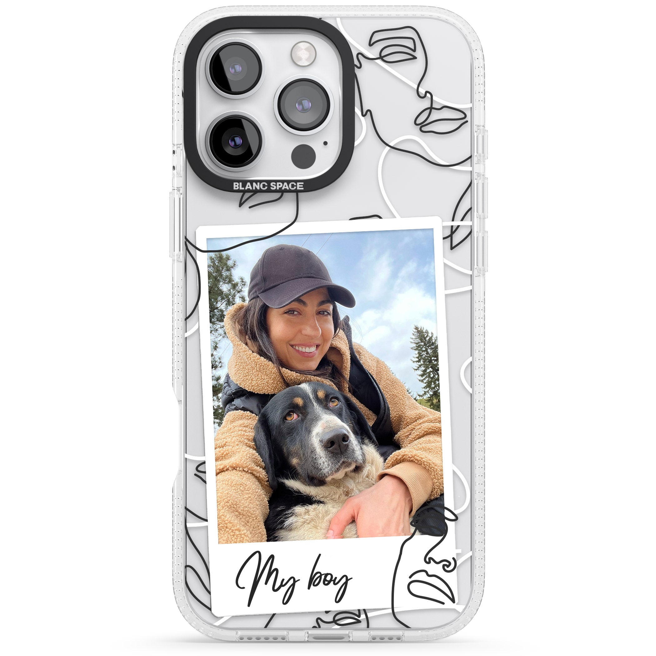 Personalised Abstract Faces Instant Photo iPhone 16 Pro Max / 16 Pro Clear Case Impact Air - Blanc Space