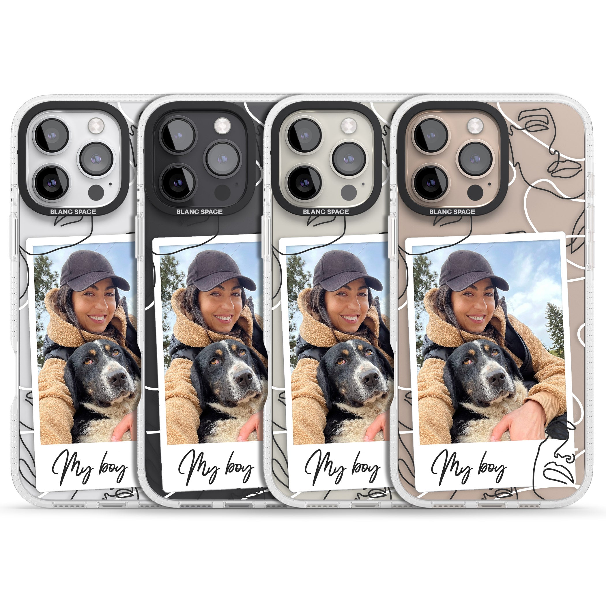 Personalised Abstract Faces Instant Photo iPhone 16 Pro Max / 16 Pro Clear Case Impact Air - Blanc Space