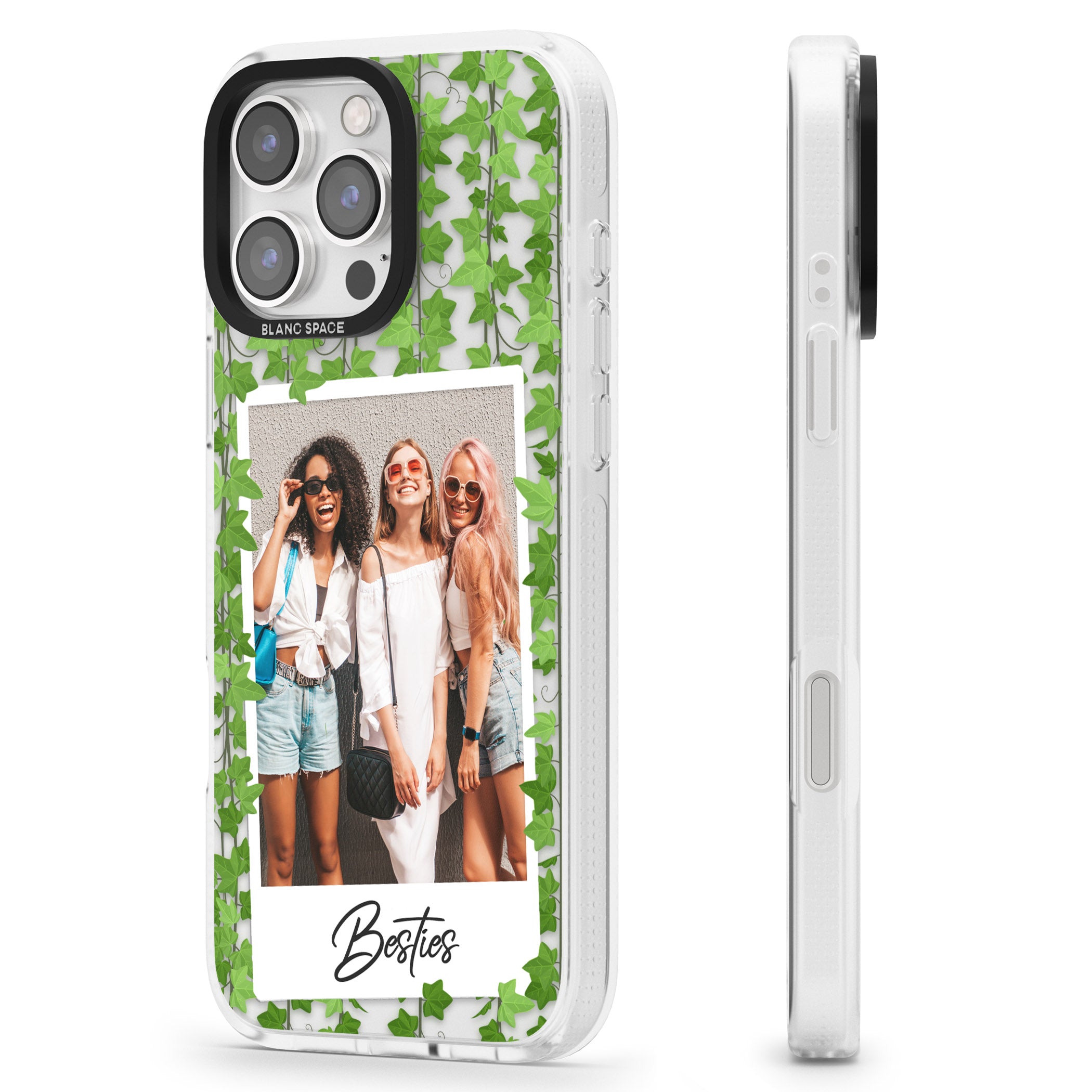 Personalised Ivy Vine Instant Photo iPhone 16 Pro Max / 16 Pro Clear Case Impact Air - Blanc Space