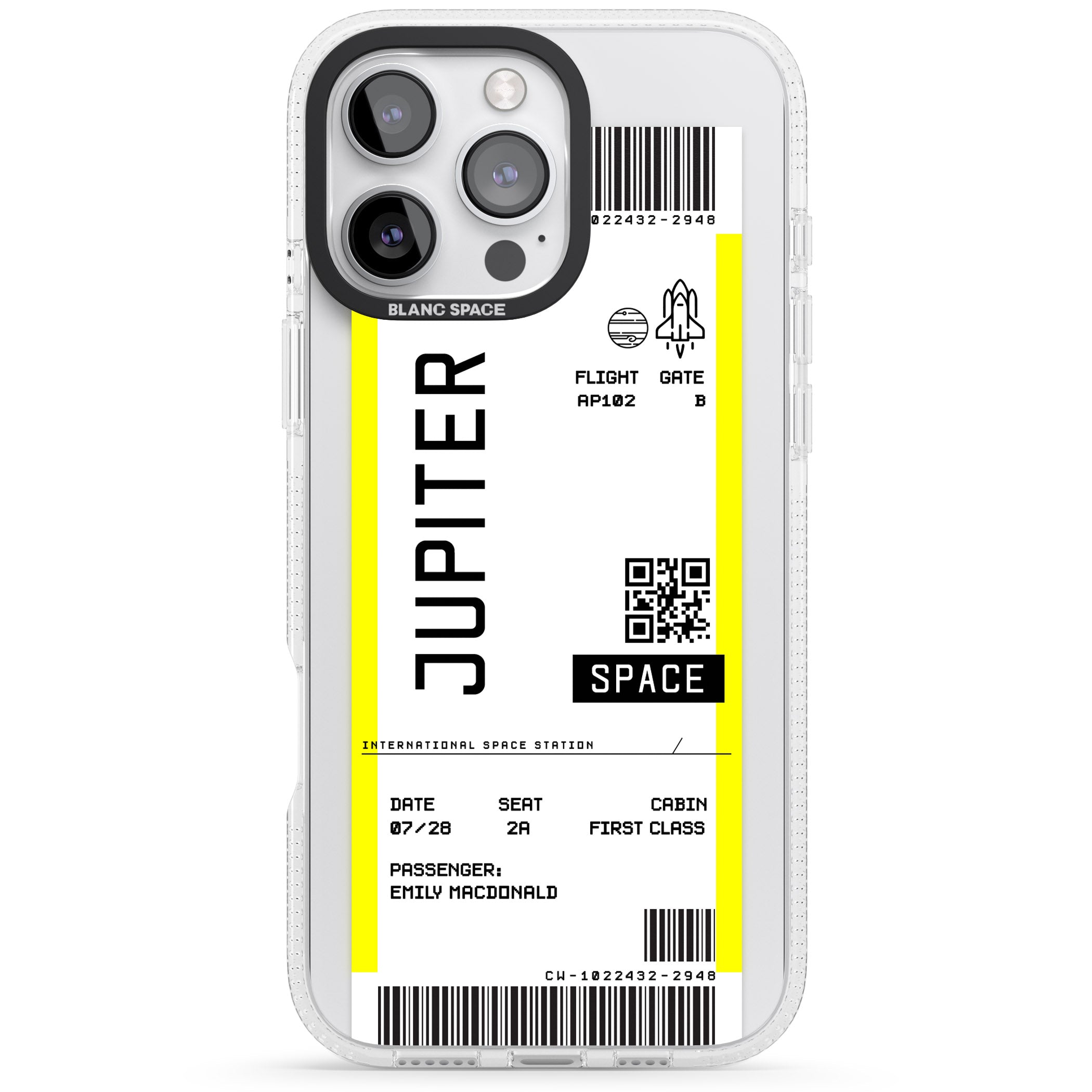 Personalised Jupiter Travel Ticket iPhone 16 Pro Max / 16 Pro Clear Case Impact Air - Blanc Space