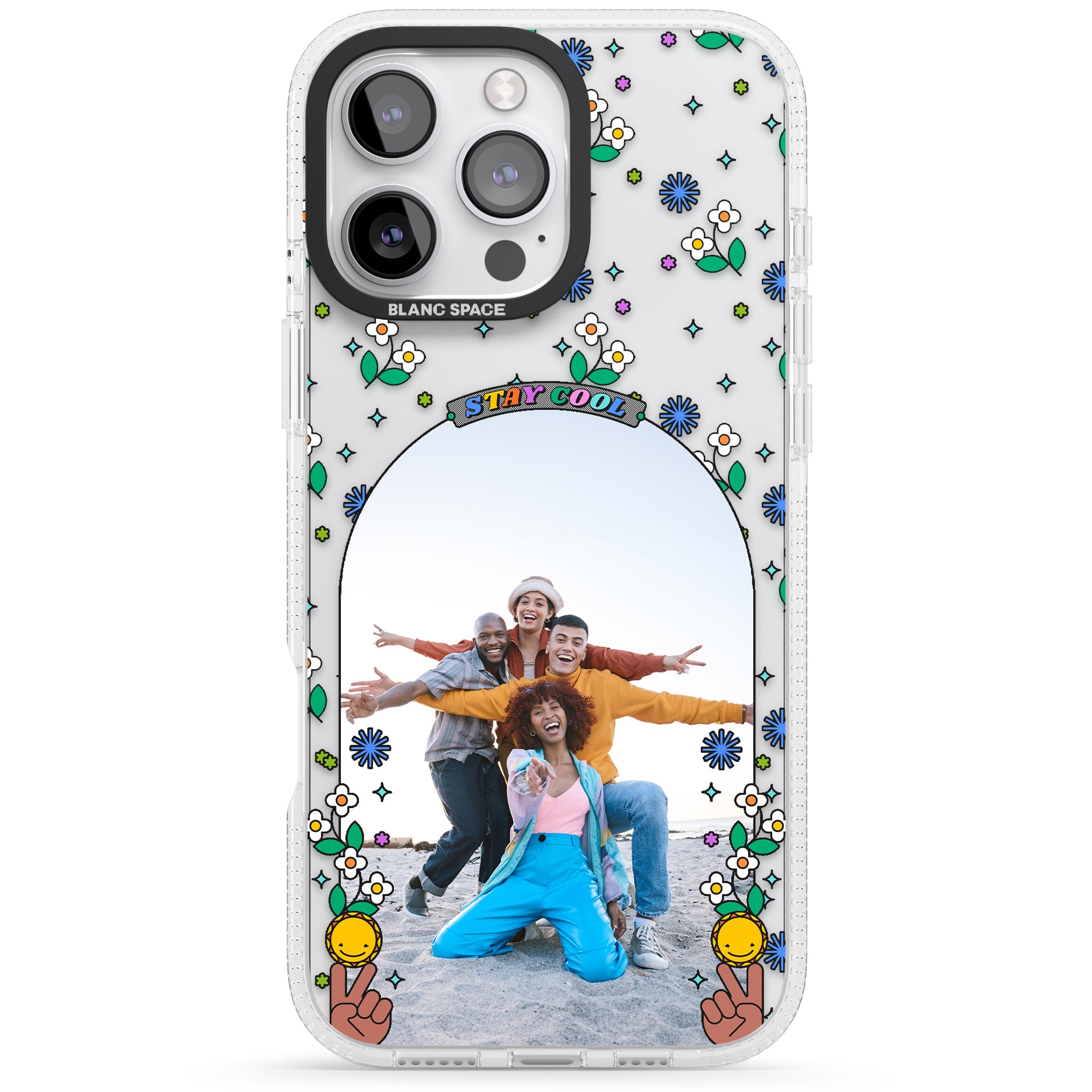 Personalised Summer Photo Frame iPhone 16 Pro Max / 16 Pro Clear Case Impact Air - Blanc Space