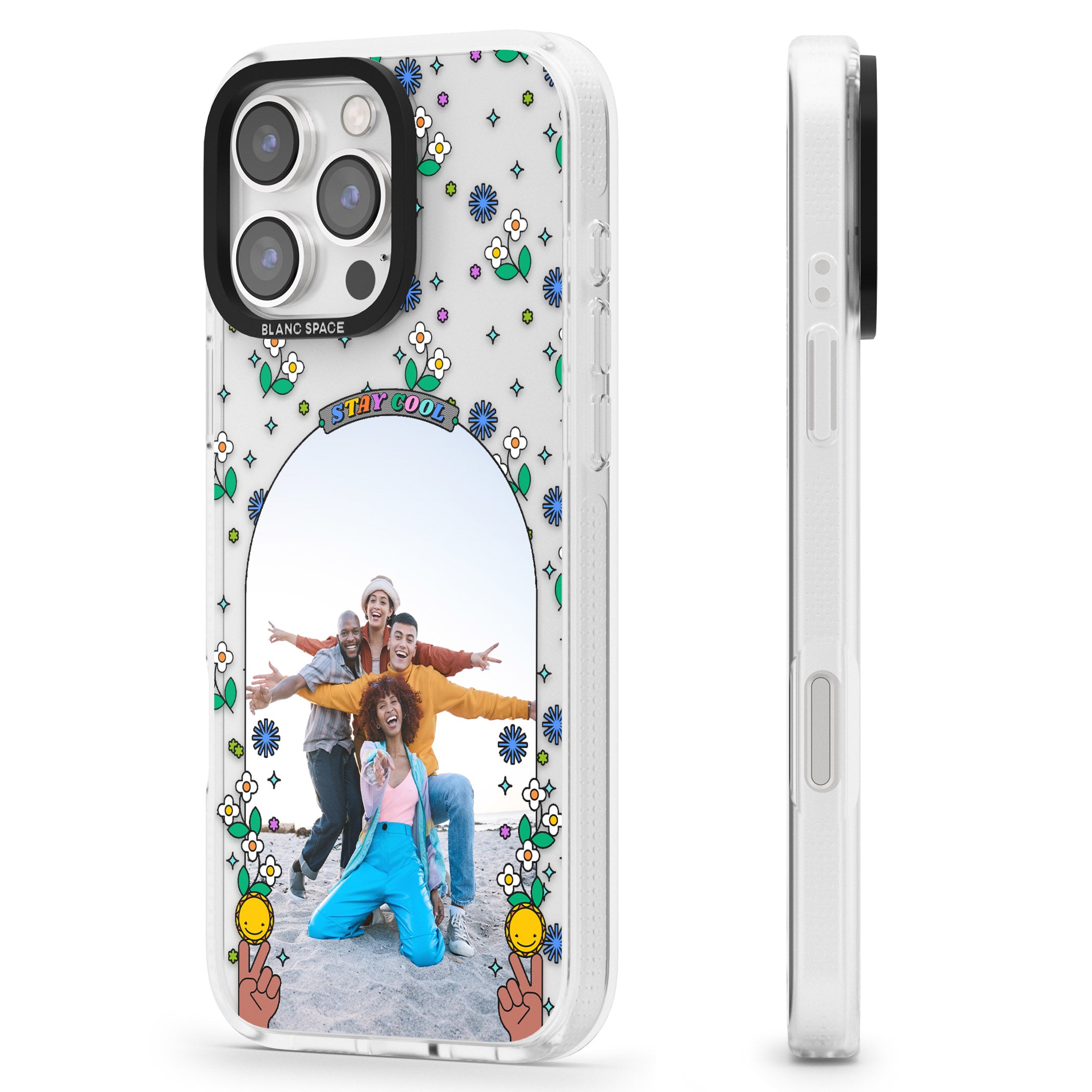 Personalised Summer Photo Frame iPhone 16 Pro Max / 16 Pro Clear Case Impact Air - Blanc Space