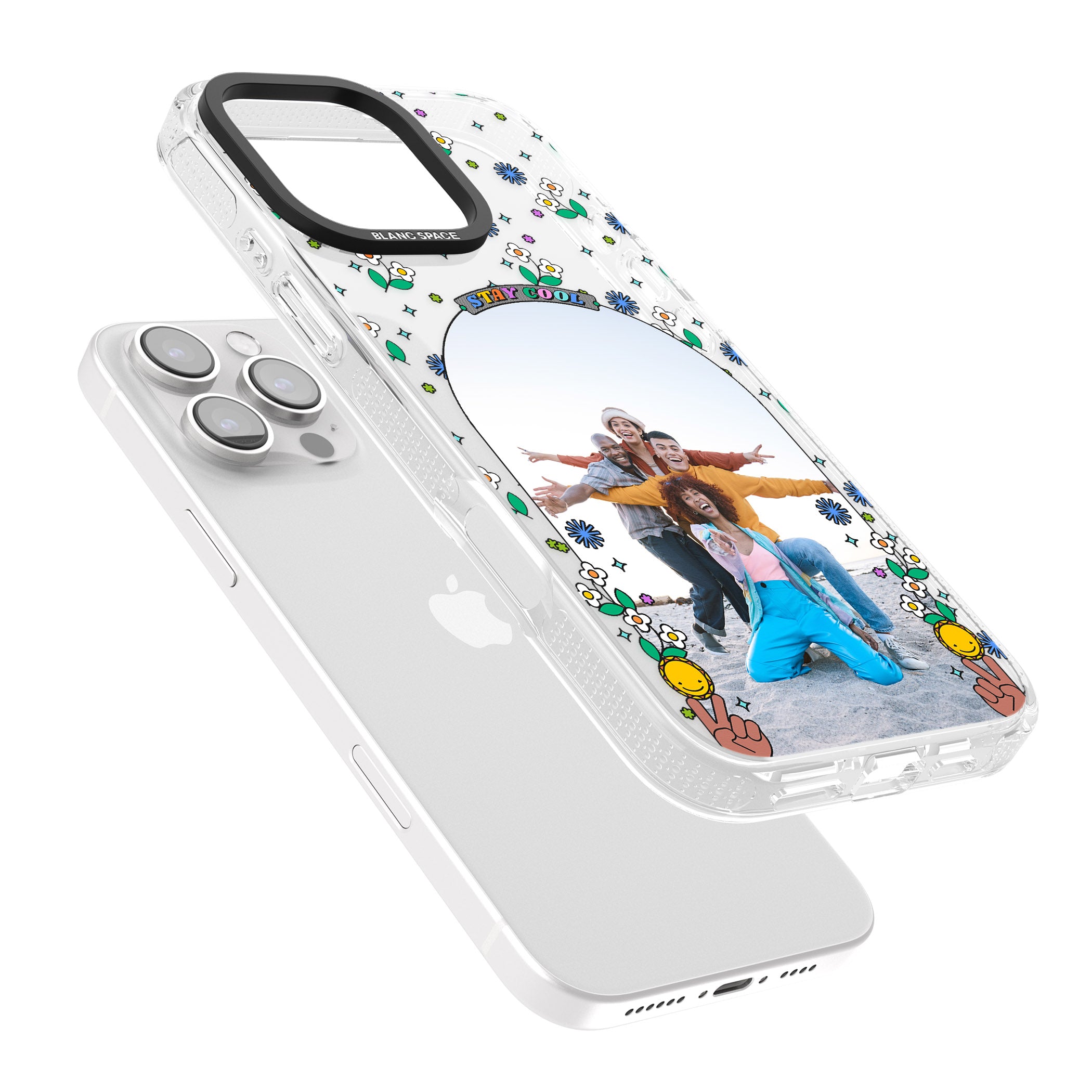 Personalised Summer Photo Frame iPhone 16 Pro Max / 16 Pro Clear Case Impact Air - Blanc Space