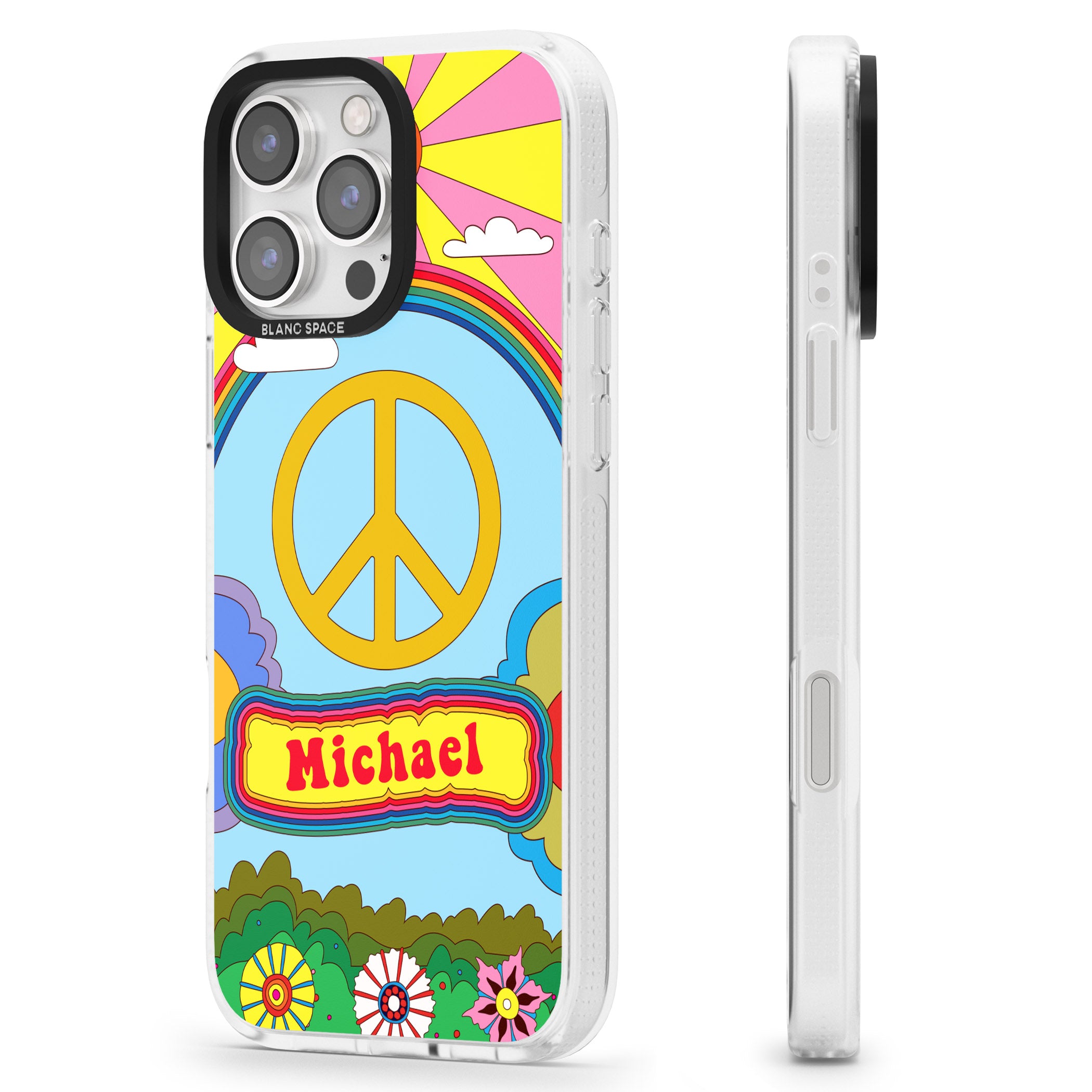 Personalised Happy Days iPhone 16 Pro Max / 16 Pro Clear Case Impact Air - Blanc Space