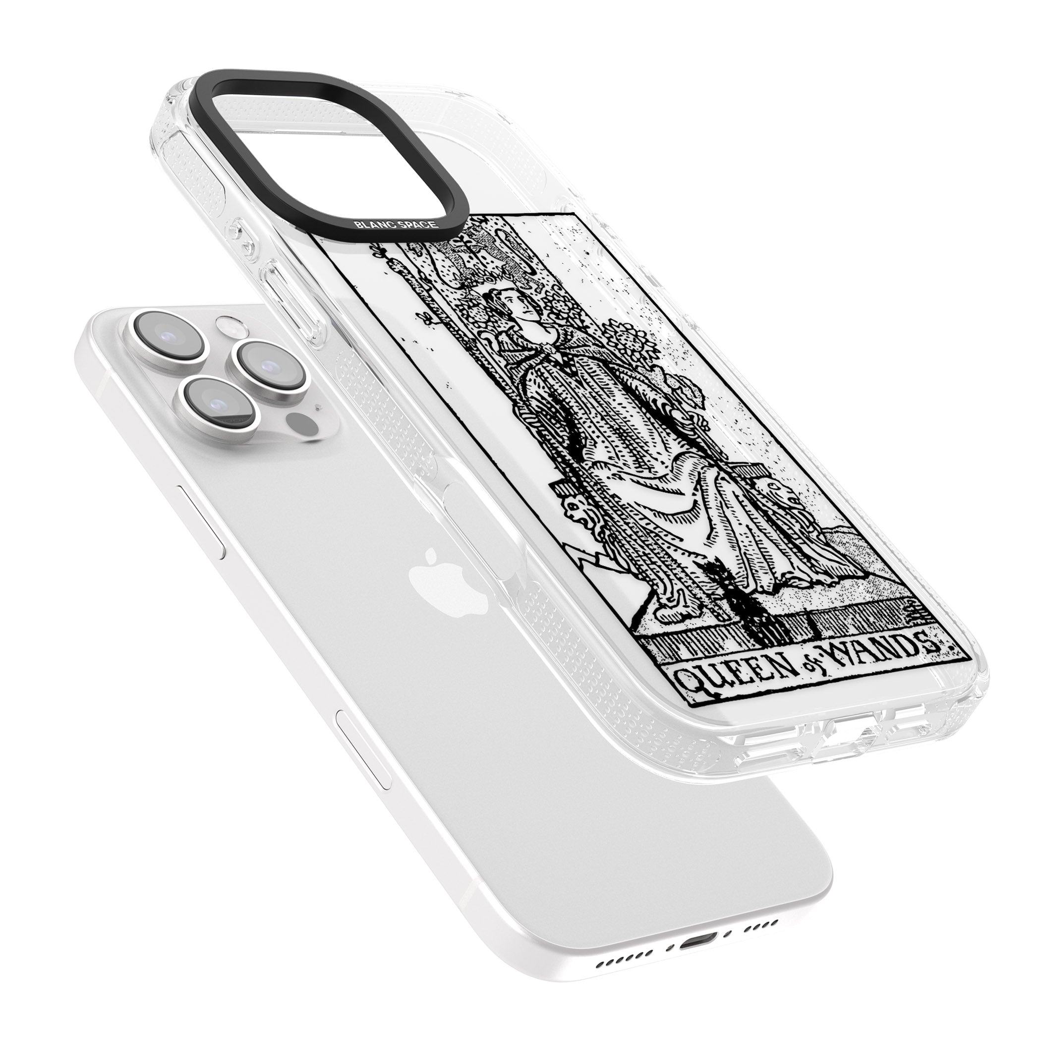 Personalised Queen of Wands Tarot Card - Transparent iPhone 16 Pro Max / 16 Pro Clear Case Impact Air - Blanc Space