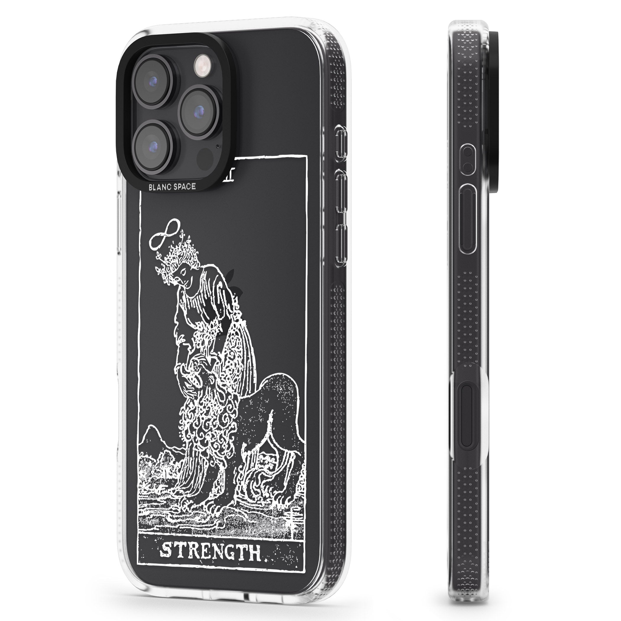 Personalised Strength Tarot Card - White Transparent iPhone 16 Pro Max / 16 Pro Clear Case Impact Air - Blanc Space