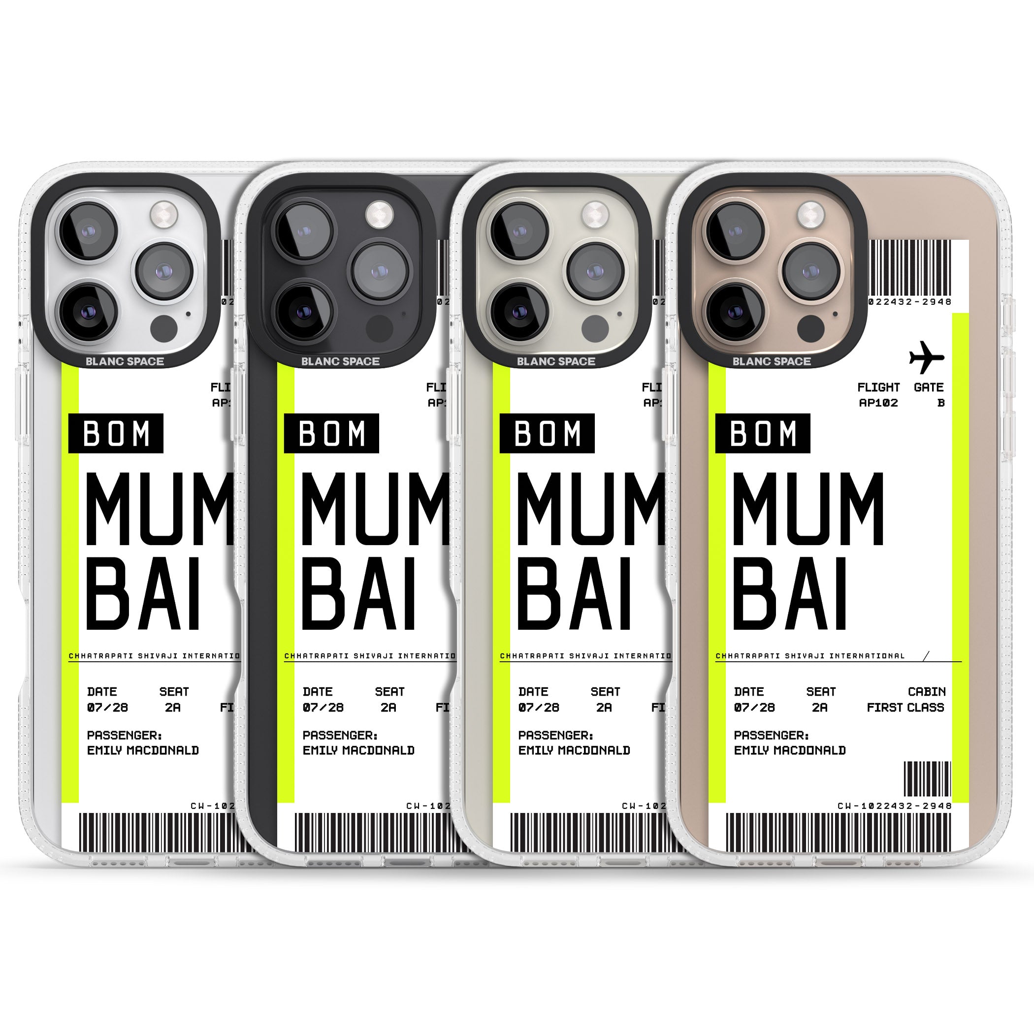 Personalised Mumbai Boarding Pass iPhone 16 Pro Max / 16 Pro Clear Case Impact Air - Blanc Space