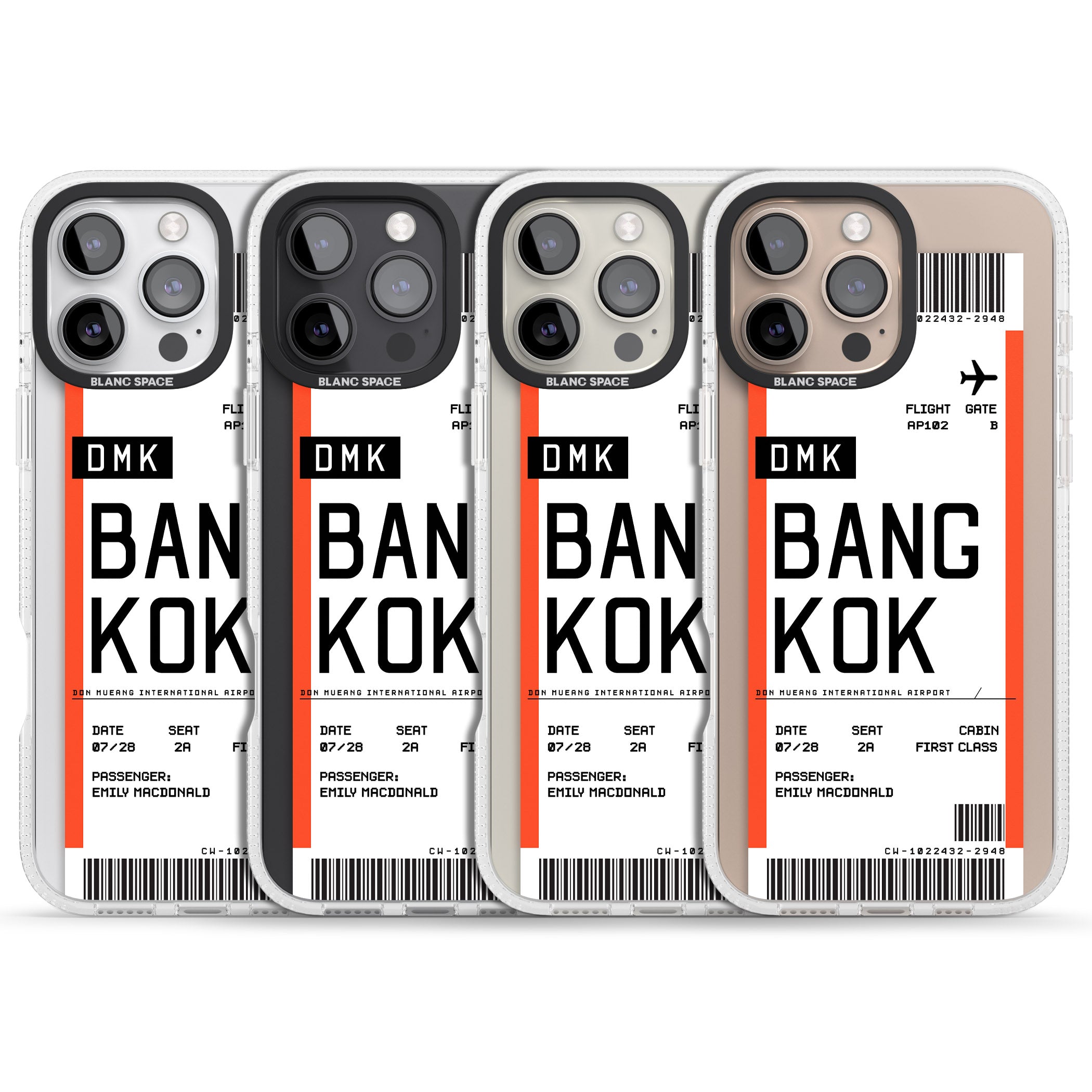 Personalised Bangkok Boarding Pass iPhone 16 Pro Max / 16 Pro Clear Case Impact Air - Blanc Space