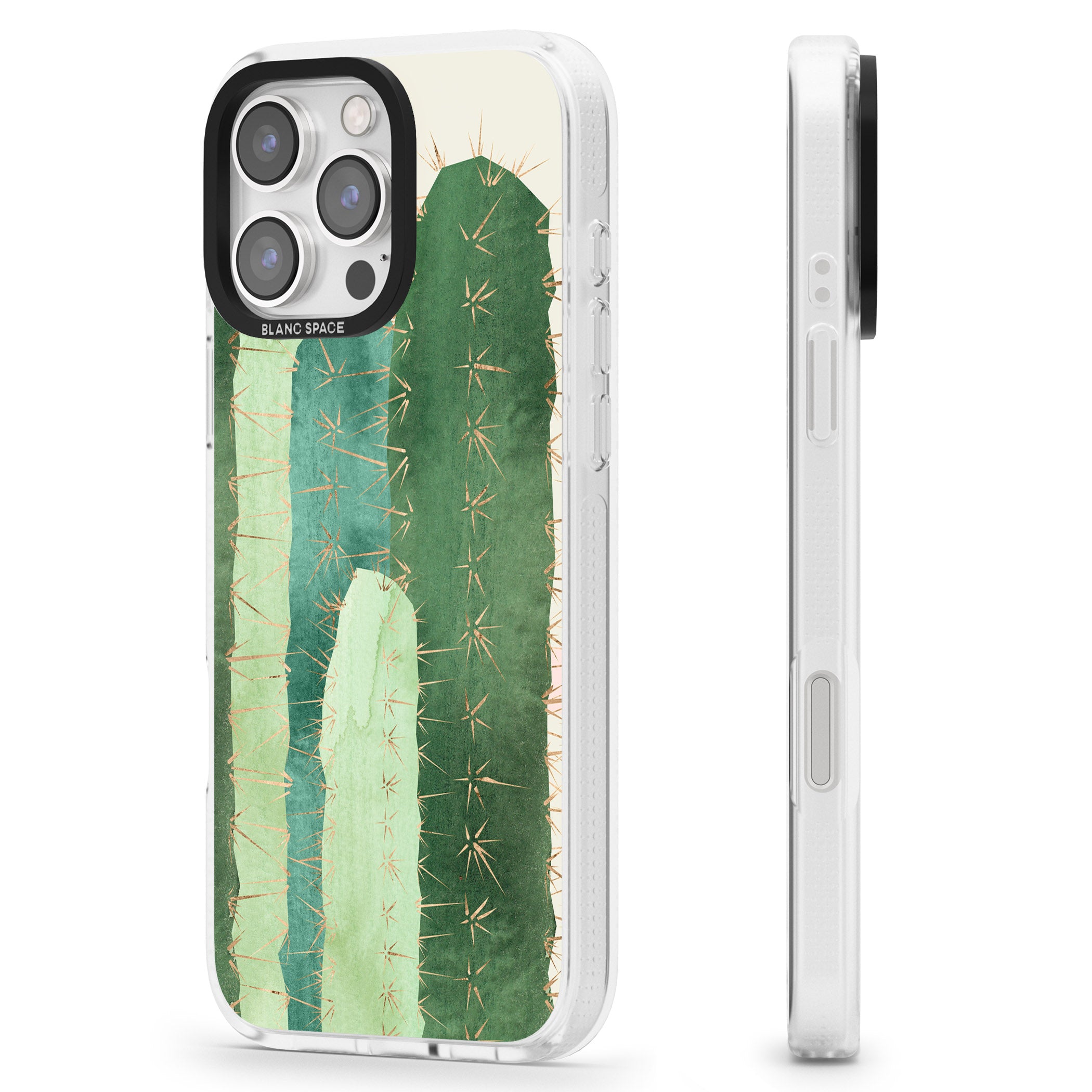 Large Cacti Mix Design iPhone 16 Pro Max / 16 Pro Clear Case Impact Air - Blanc Space