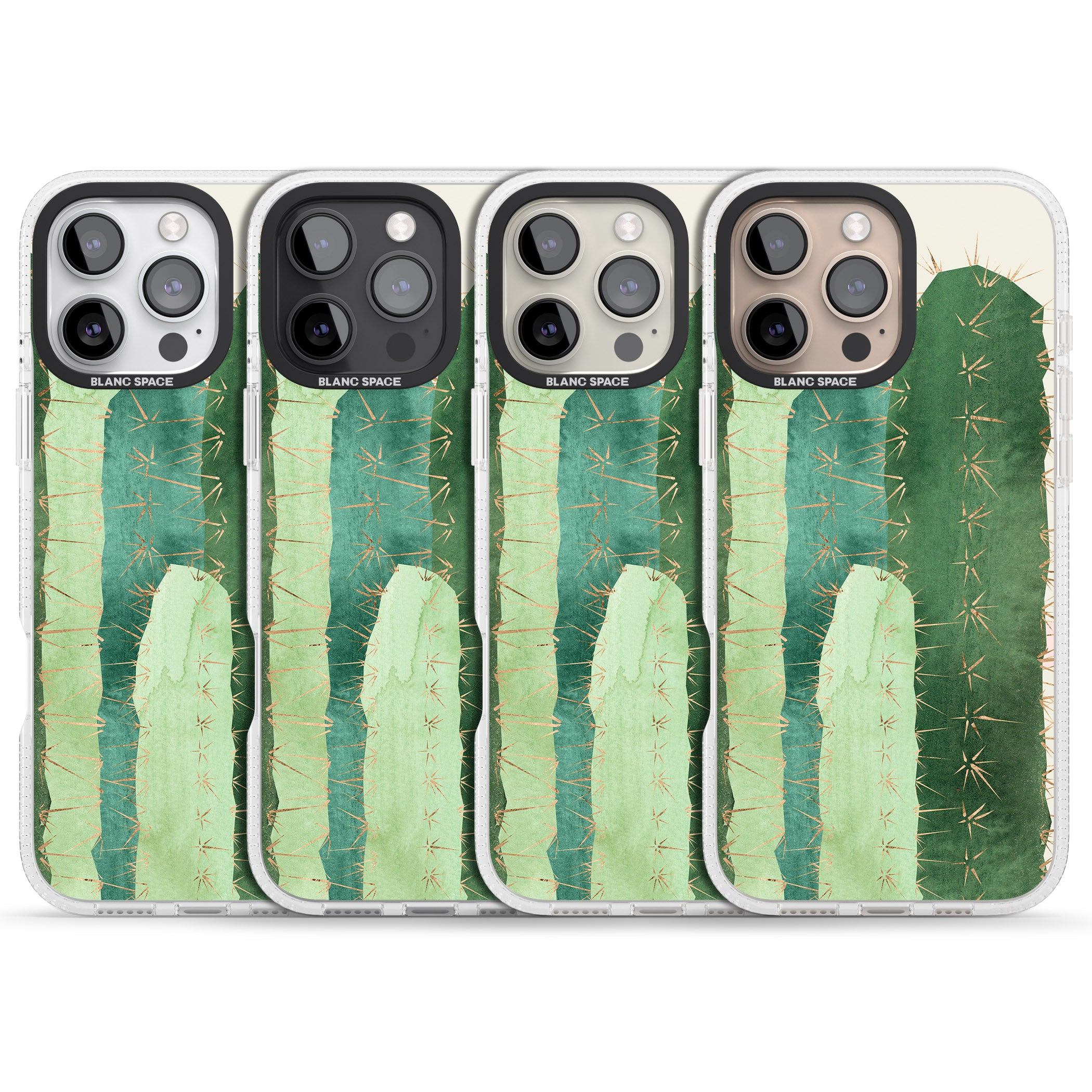 Large Cacti Mix Design iPhone 16 Pro Max / 16 Pro Clear Case Impact Air - Blanc Space