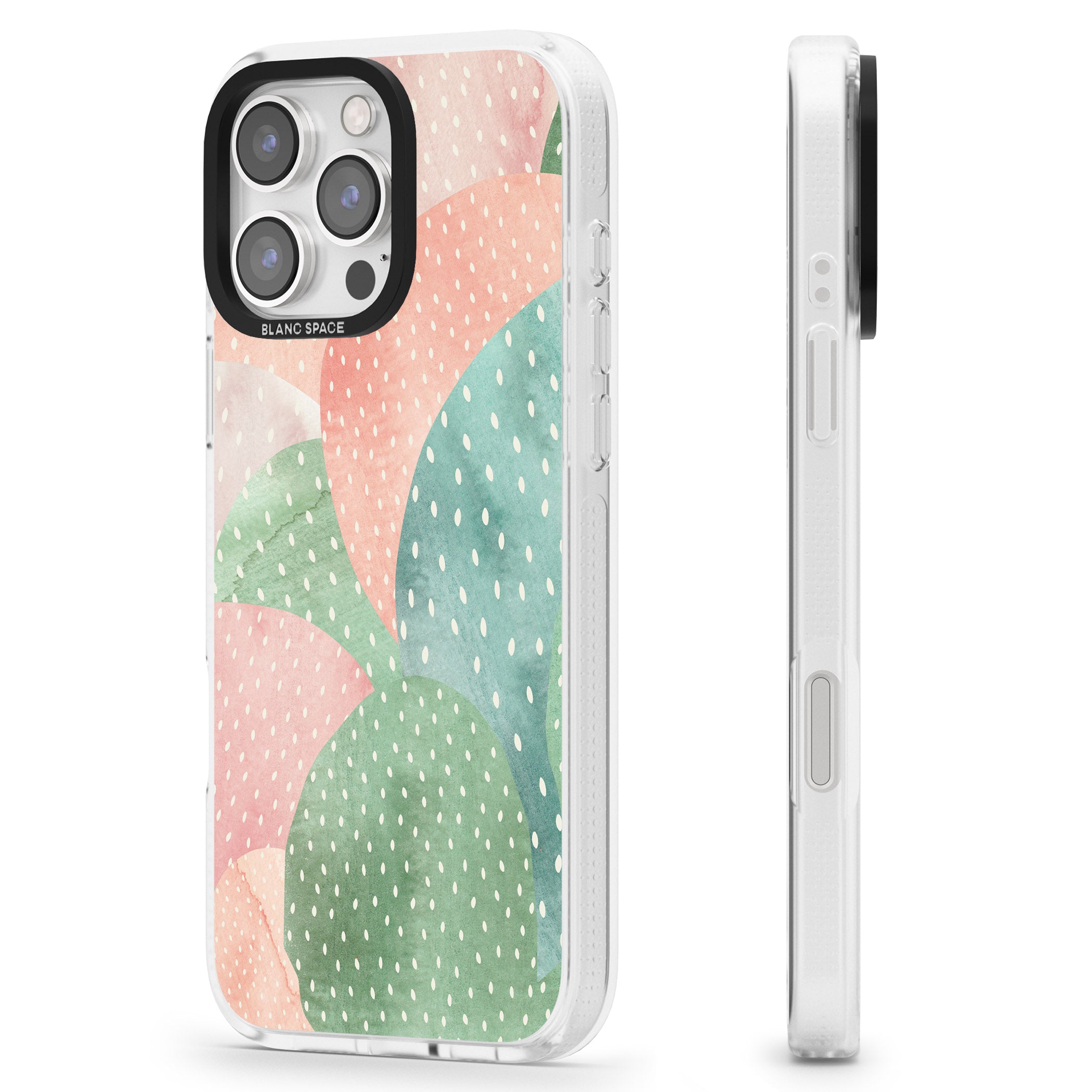 Colourful Close-Up Cacti Design iPhone 16 Pro Max / 16 Pro Clear Case Impact Air - Blanc Space