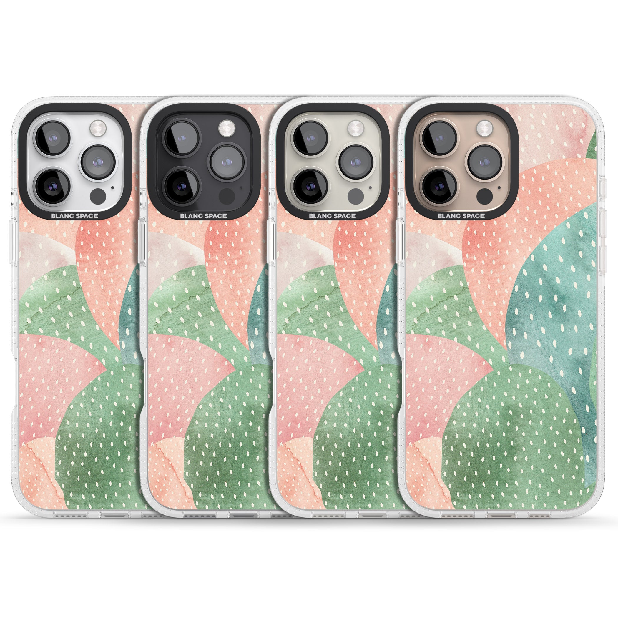 Colourful Close-Up Cacti Design iPhone 16 Pro Max / 16 Pro Clear Case Impact Air - Blanc Space