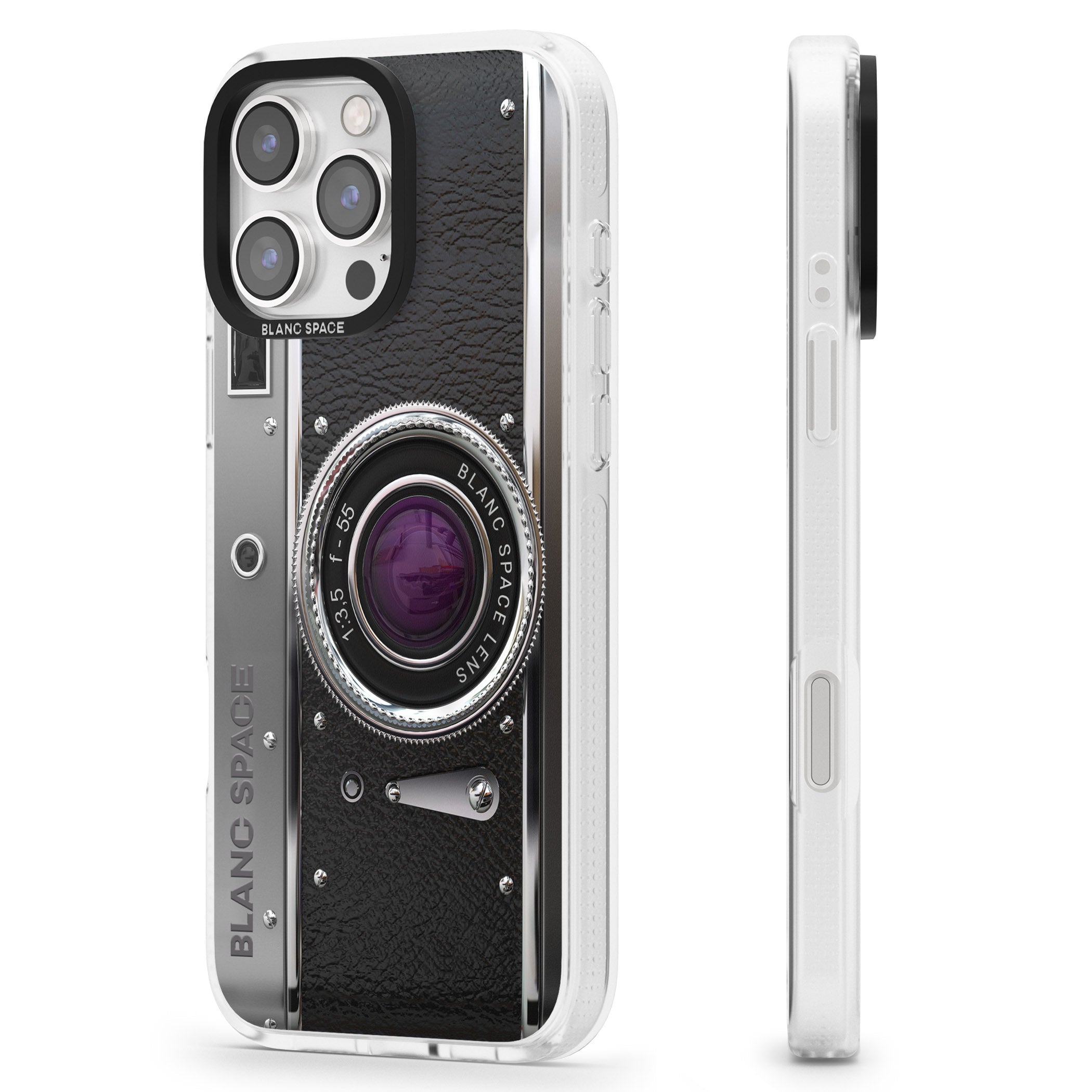 Vintage Retro Classic Camera iPhone 16 Pro Max / 16 Pro Clear Case Impact Air - Blanc Space