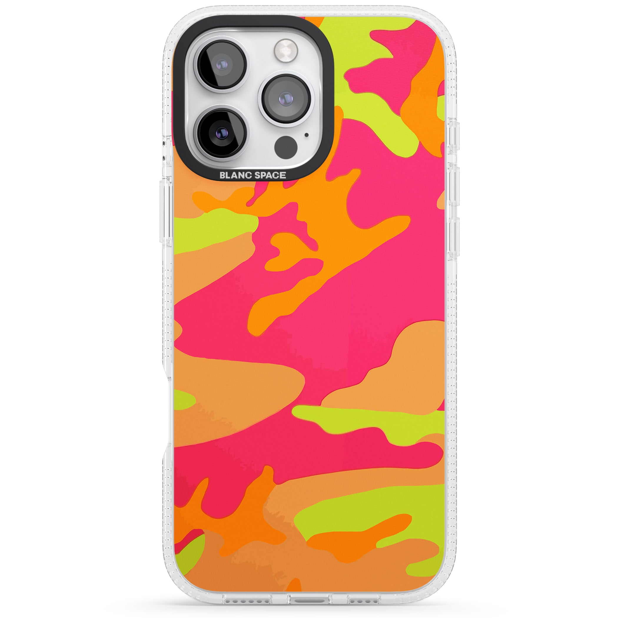 Neon Camo iPhone 16 Pro Max / 16 Pro Clear Case Impact Air - Blanc Space