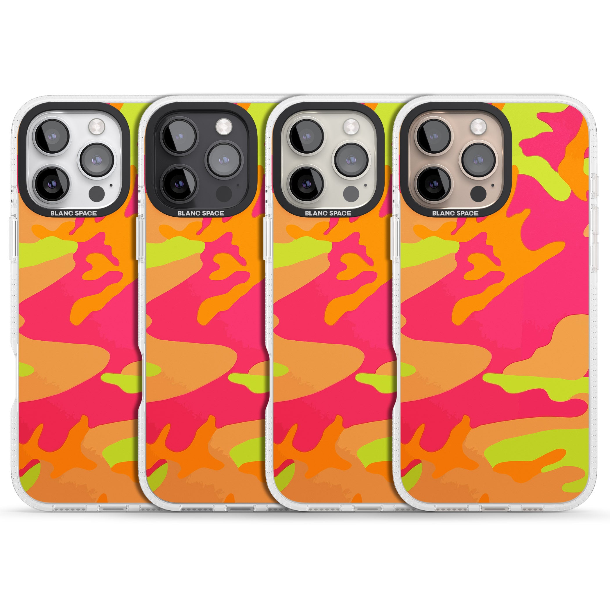 Neon Camo iPhone 16 Pro Max / 16 Pro Clear Case Impact Air - Blanc Space