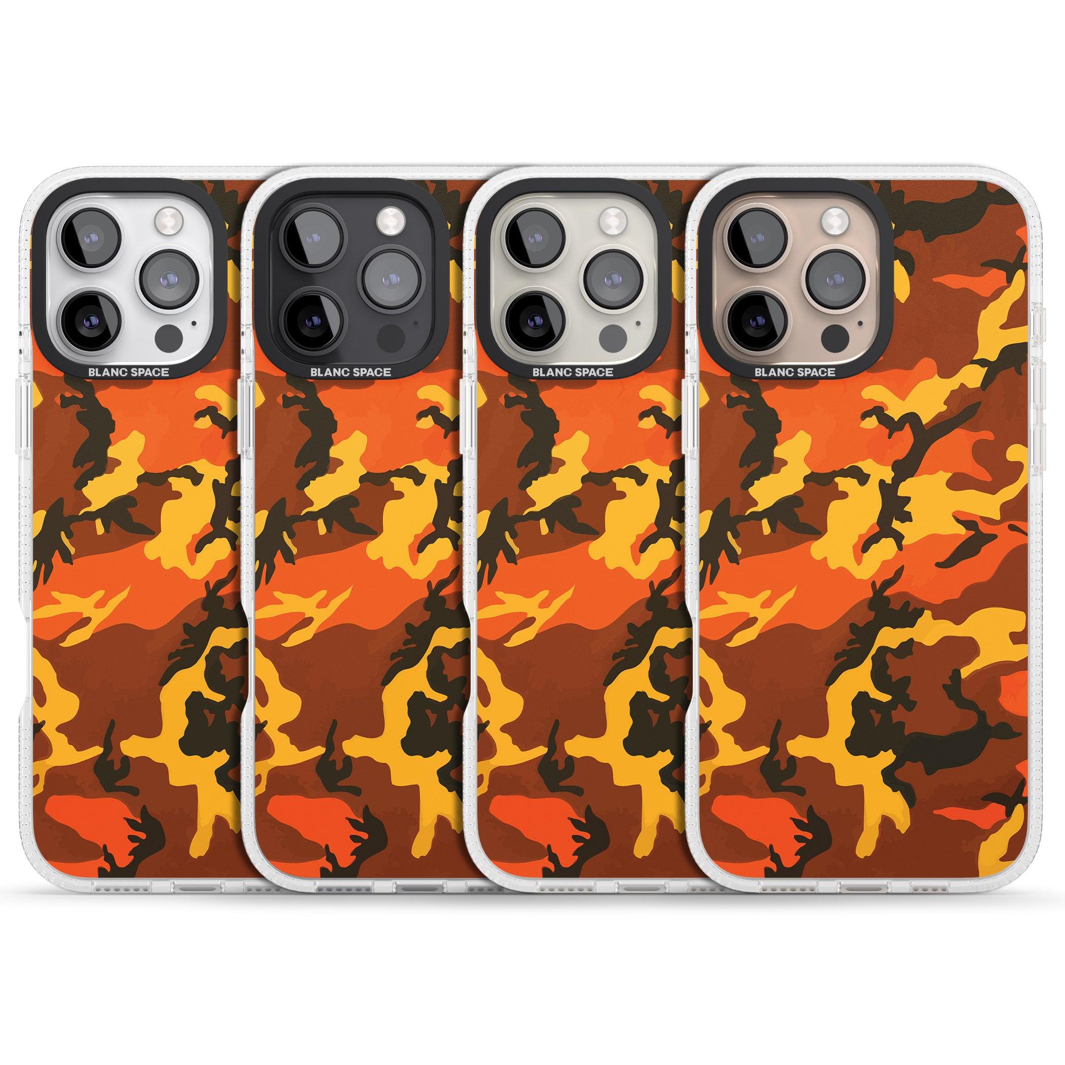 Orange Camo iPhone 16 Pro Max / 16 Pro Clear Case Impact Air - Blanc Space