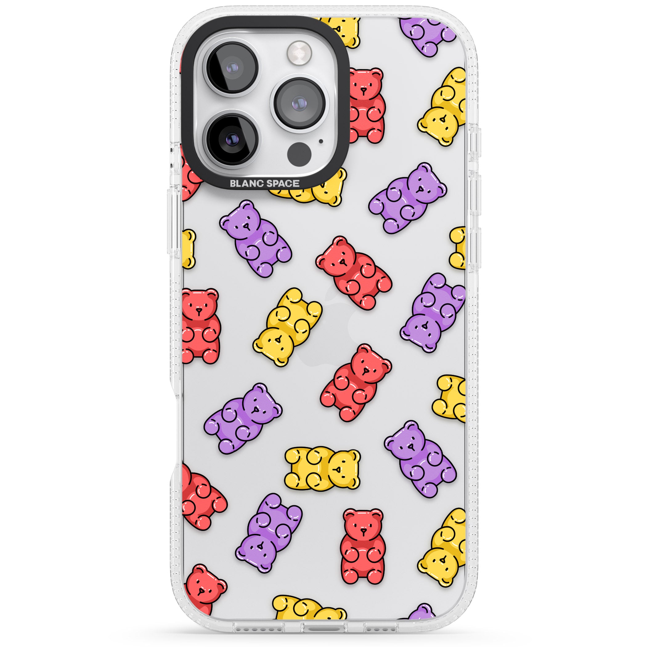 Gummy Bear Pattern iPhone 16 Pro Max / 16 Pro Clear Case Impact Air - Blanc Space