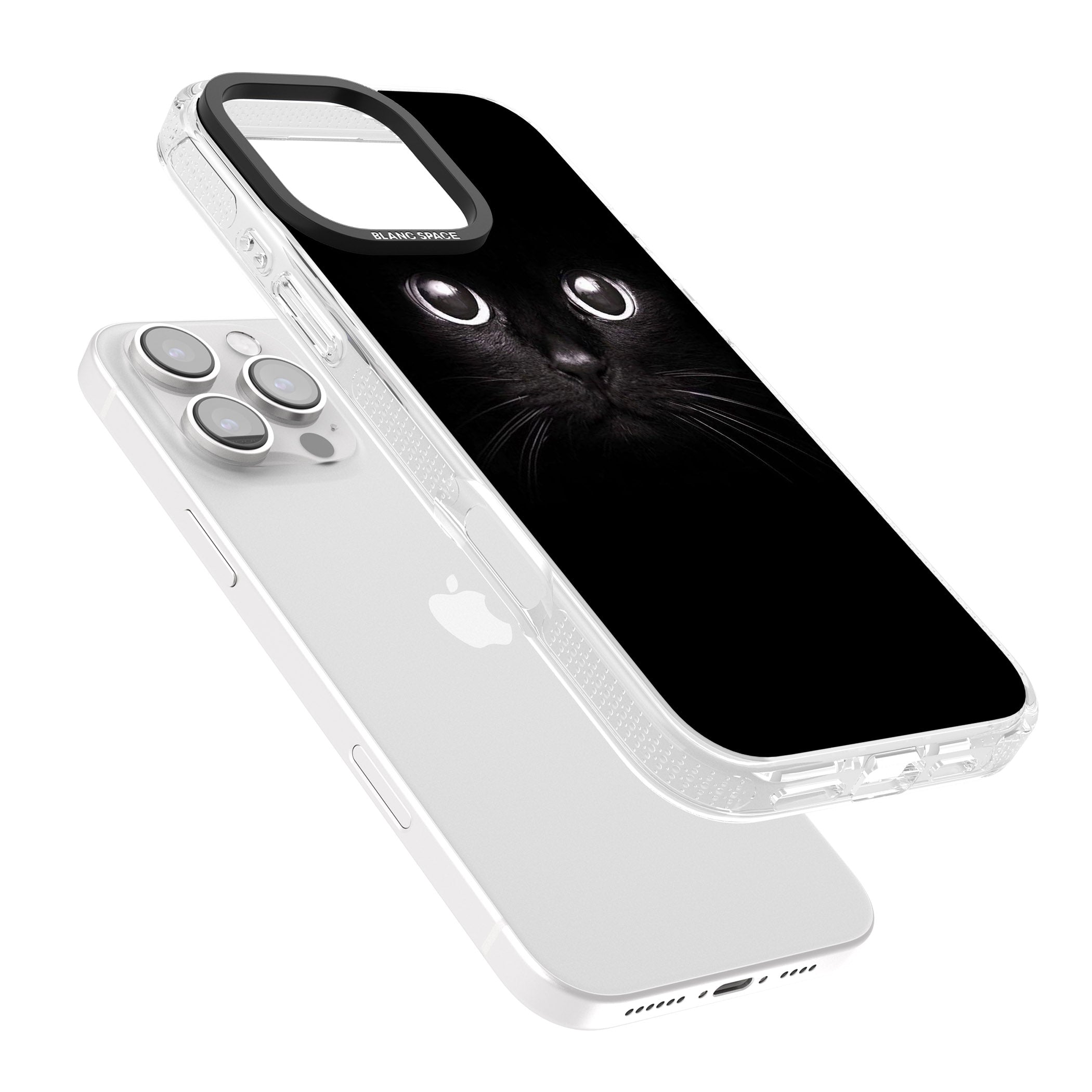 Black Cat iPhone 16 Pro Max / 16 Pro Clear Case Impact Air - Blanc Space