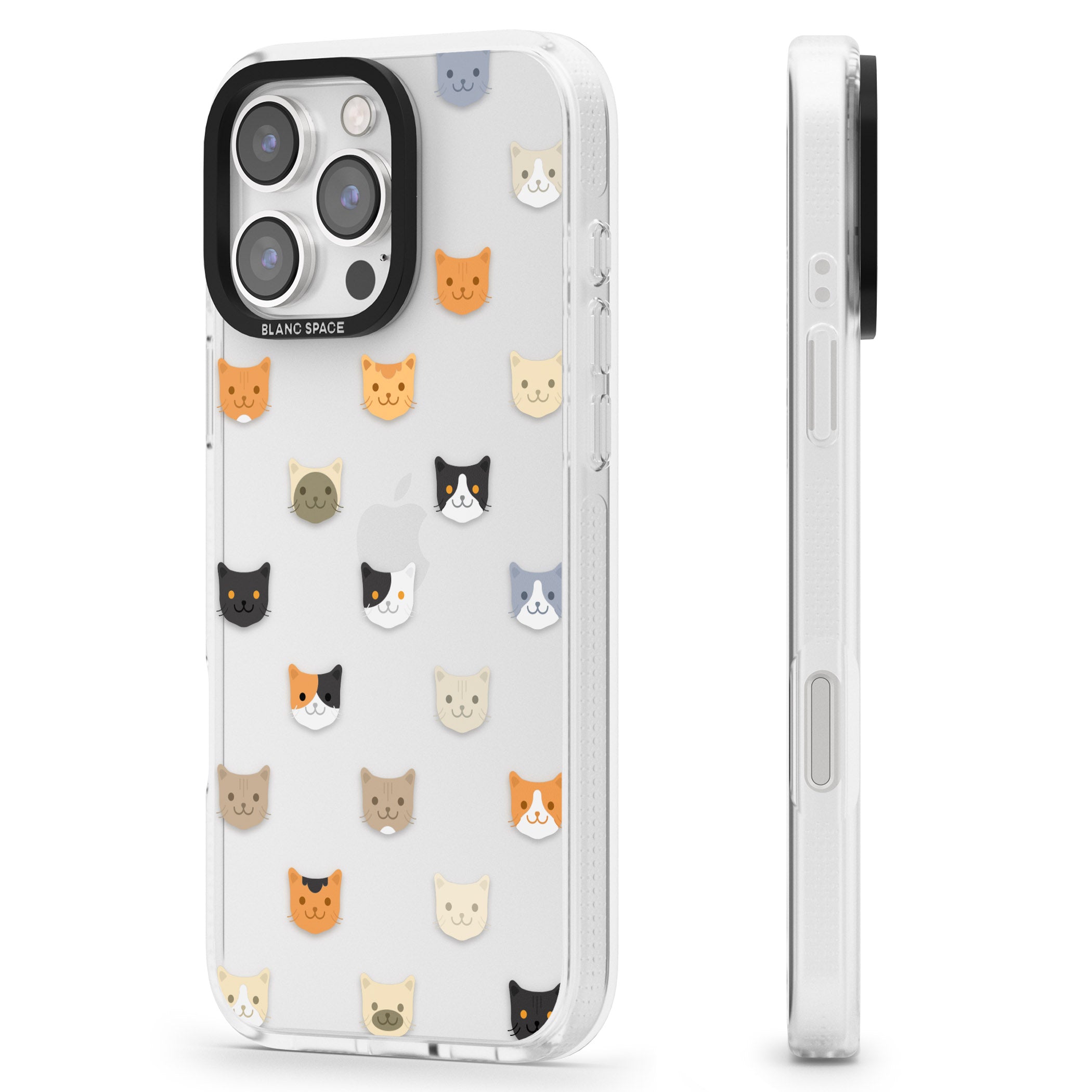Cute Cat Face Transparent iPhone 16 Pro Max / 16 Pro Clear Case Impact Air - Blanc Space