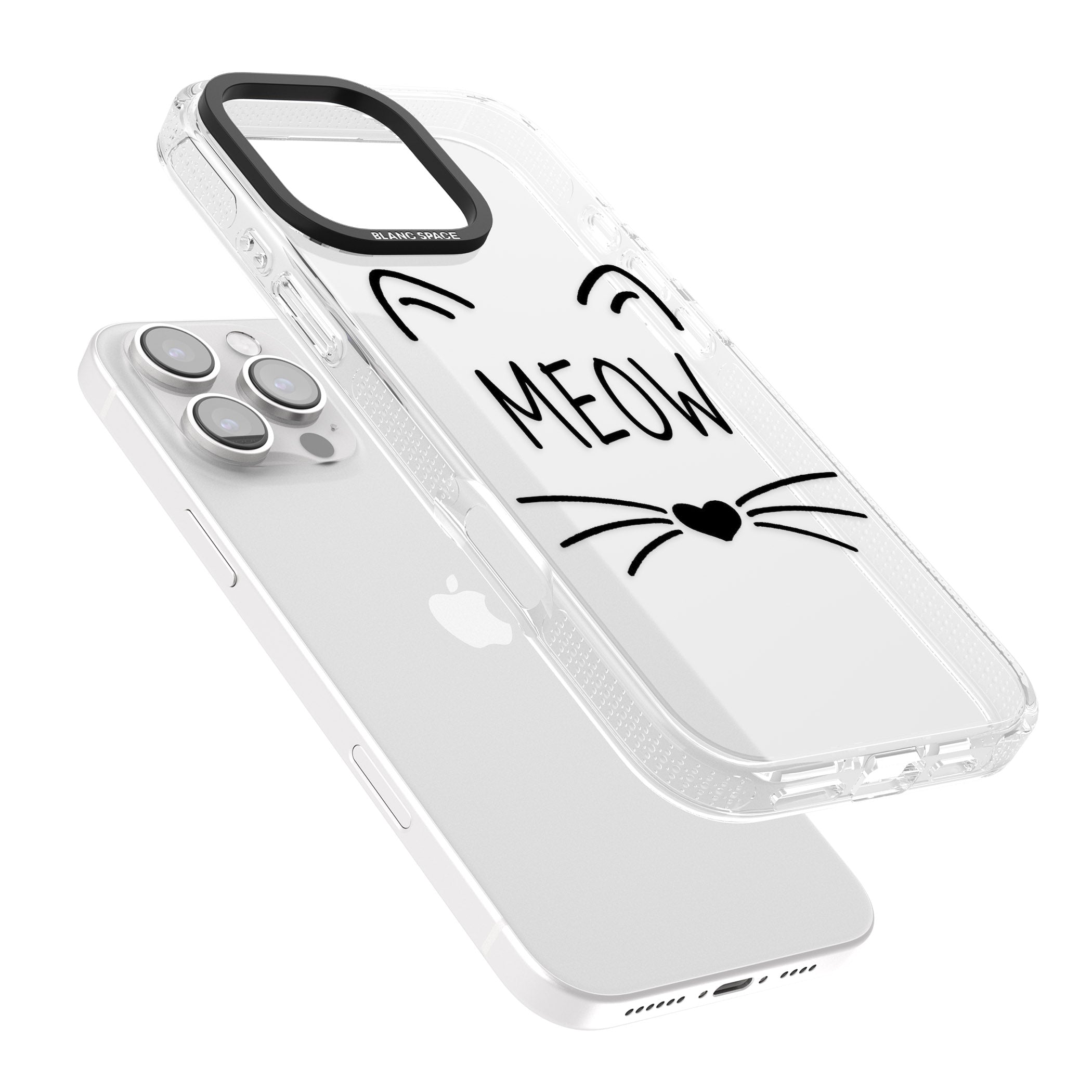 Cat Whiskers iPhone 16 Pro Max / 16 Pro Clear Case Impact Air - Blanc Space