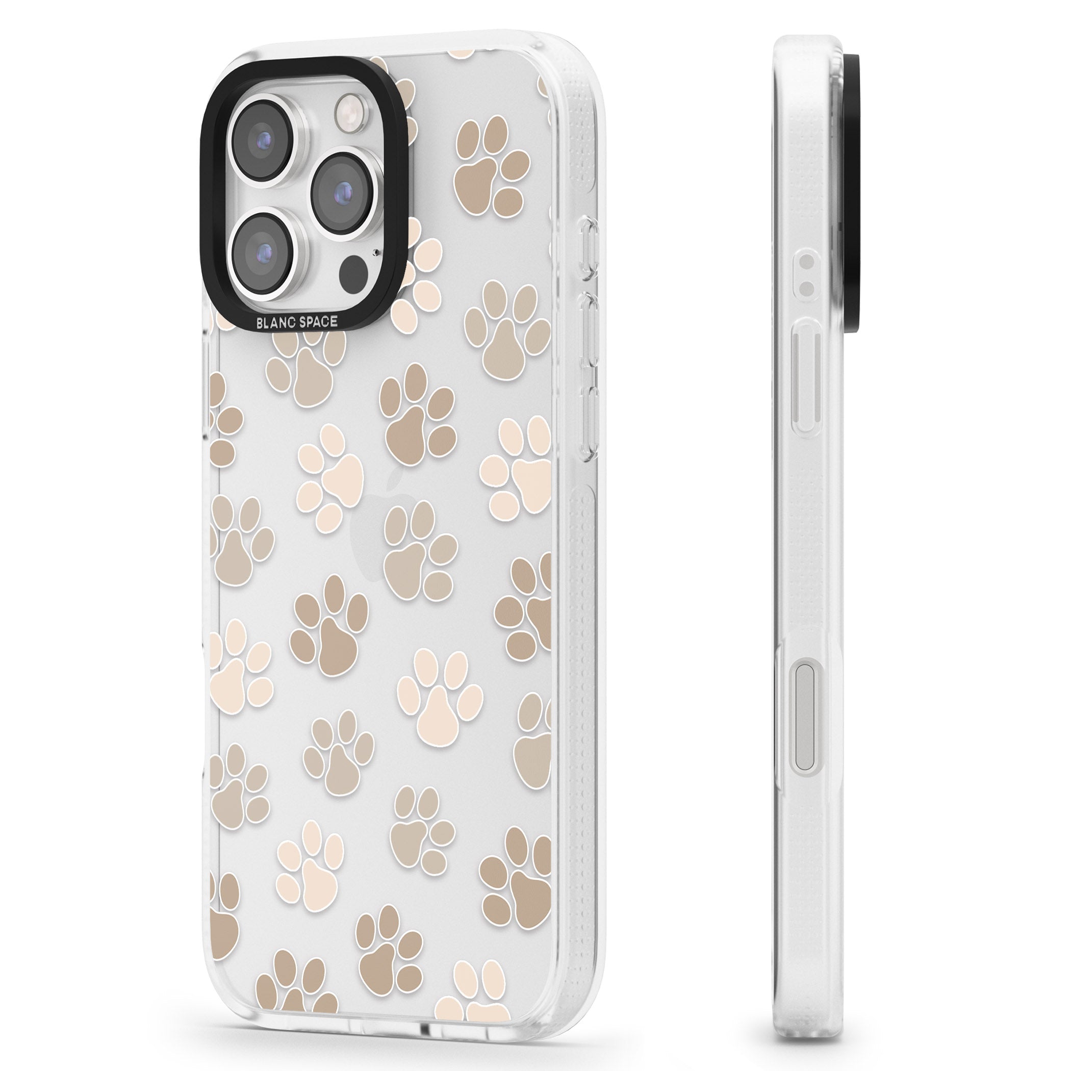 Paw Prints iPhone 16 Pro Max / 16 Pro Clear Case Impact Air - Blanc Space