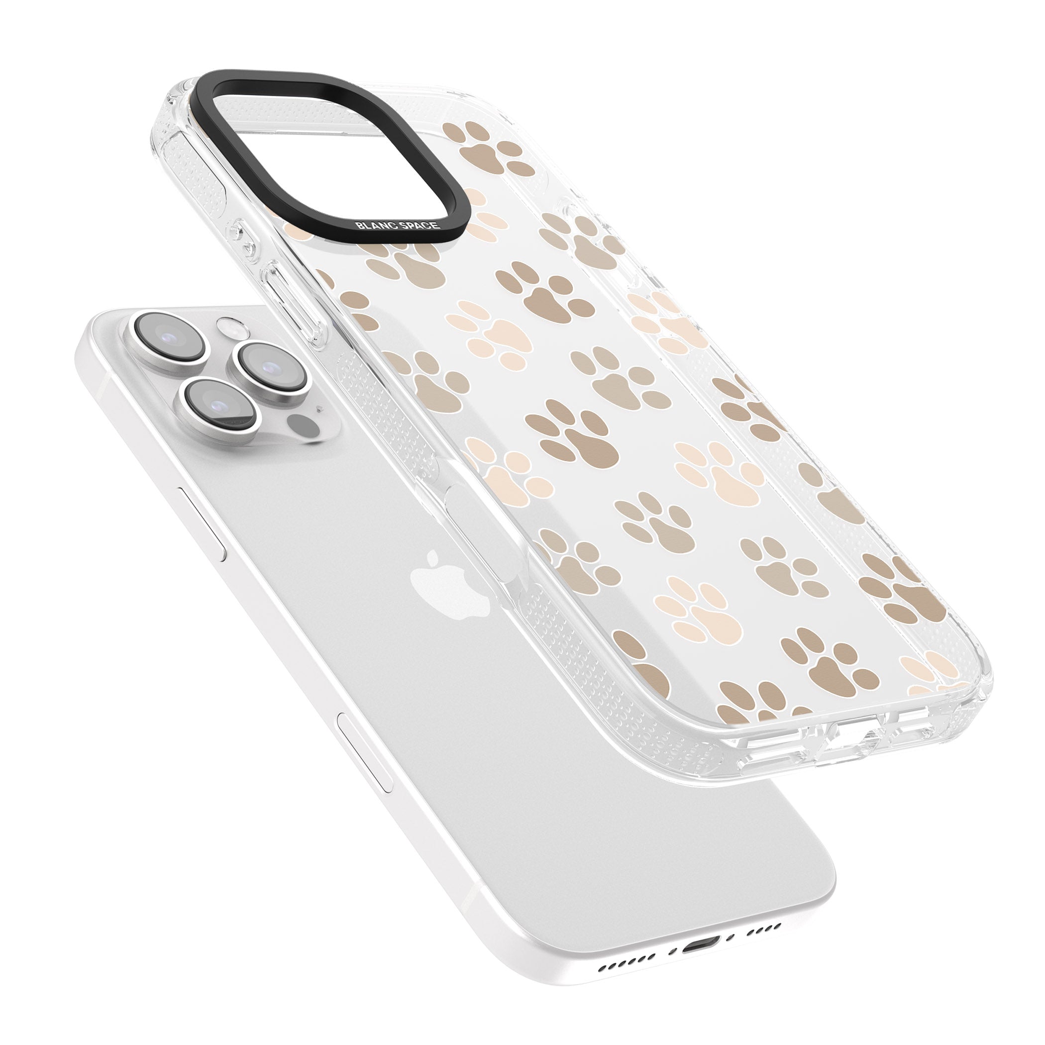 Paw Prints iPhone 16 Pro Max / 16 Pro Clear Case Impact Air - Blanc Space