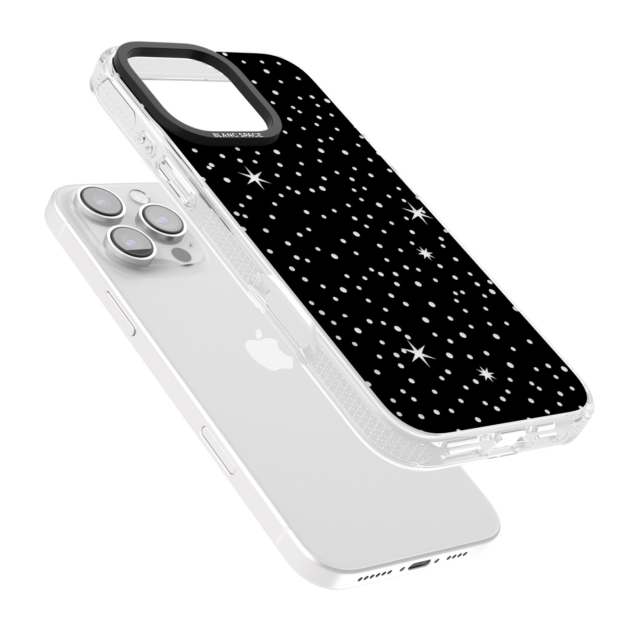 Celestial Cut-Out Stars iPhone 16 Pro Max / 16 Pro Clear Case Impact Air - Blanc Space