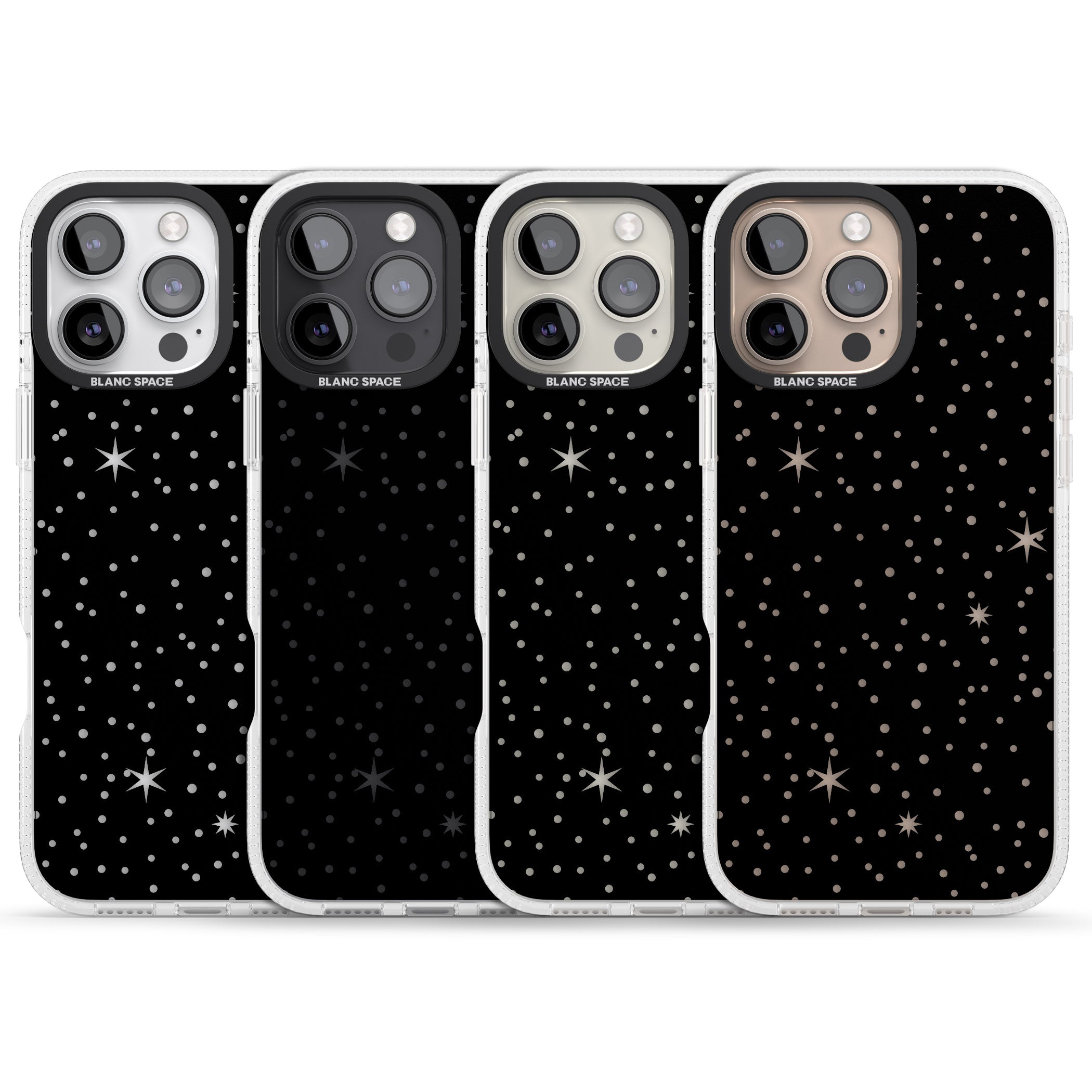 Celestial Cut-Out Stars iPhone 16 Pro Max / 16 Pro Clear Case Impact Air - Blanc Space