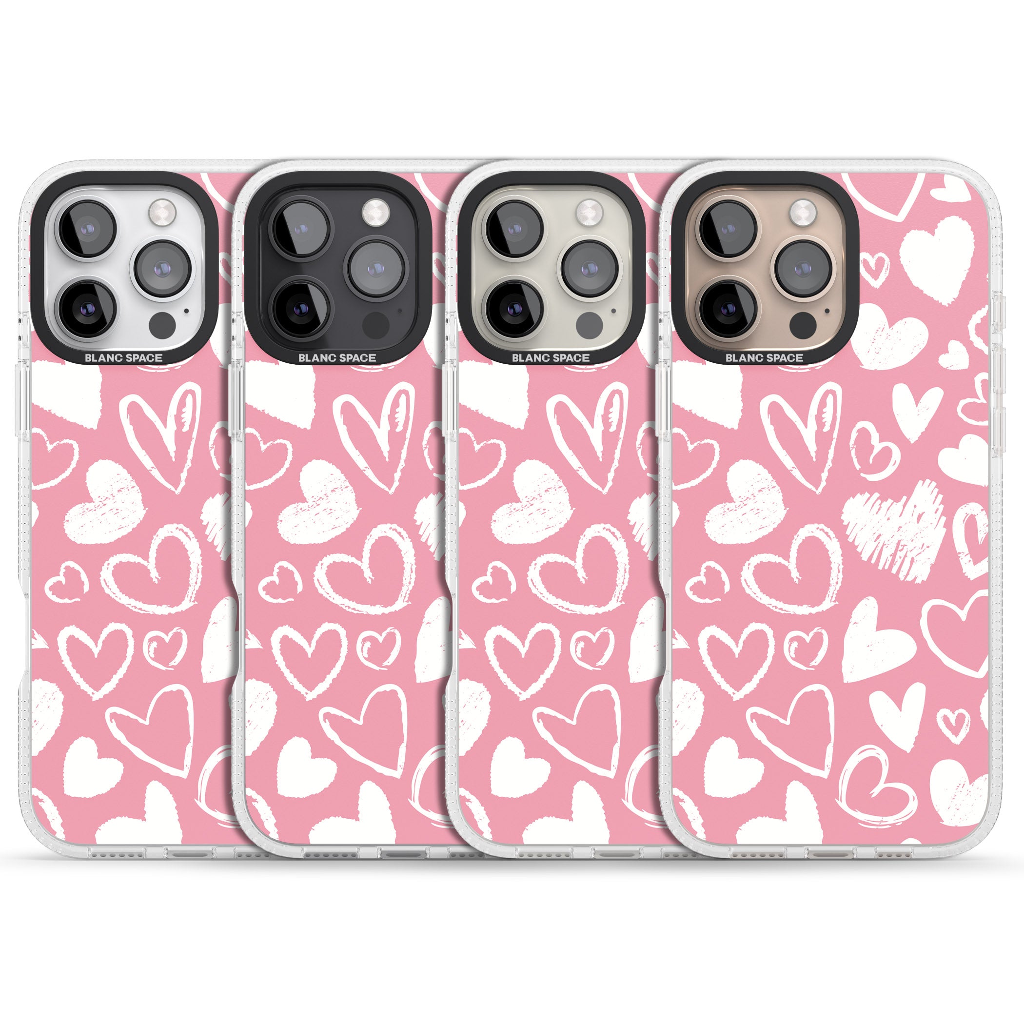 Chalk Hearts iPhone 16 Pro Max / 16 Pro Clear Case Impact Air - Blanc Space