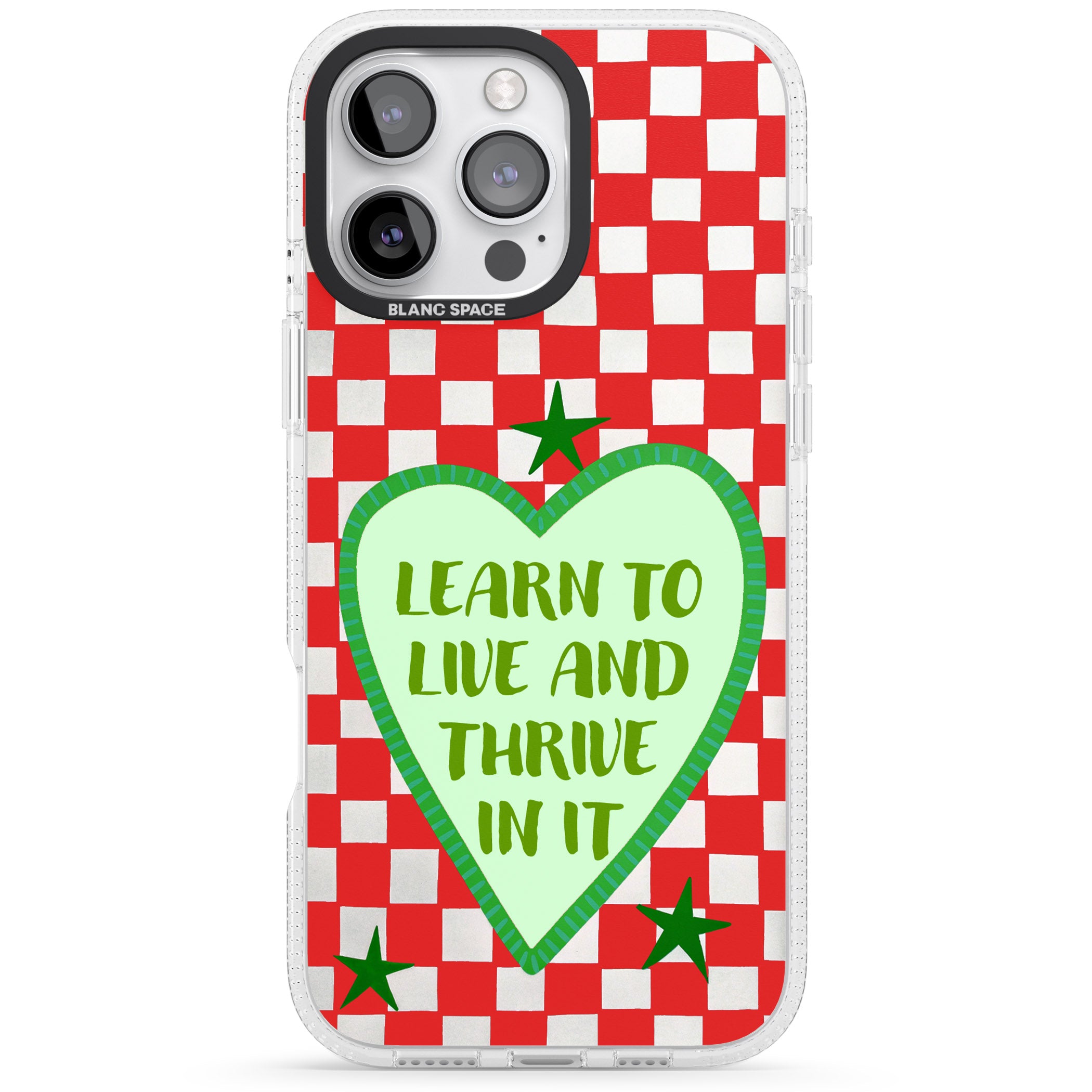 Learn To Live iPhone 16 Pro Max / 16 Pro Clear Case Impact Air - Blanc Space