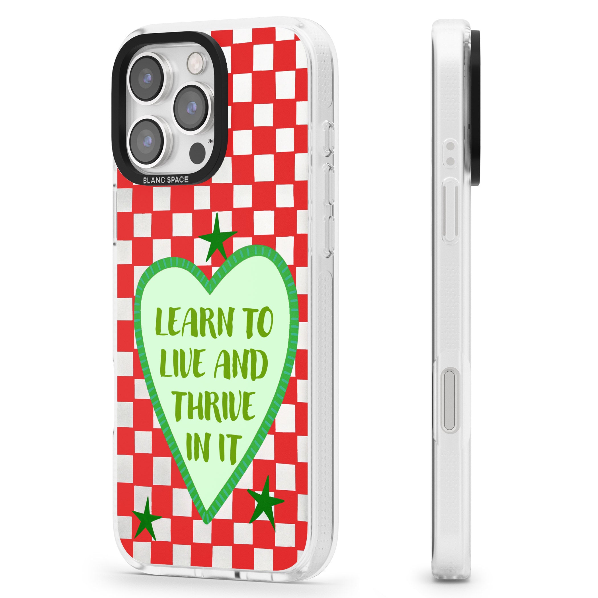 Learn To Live iPhone 16 Pro Max / 16 Pro Clear Case Impact Air - Blanc Space