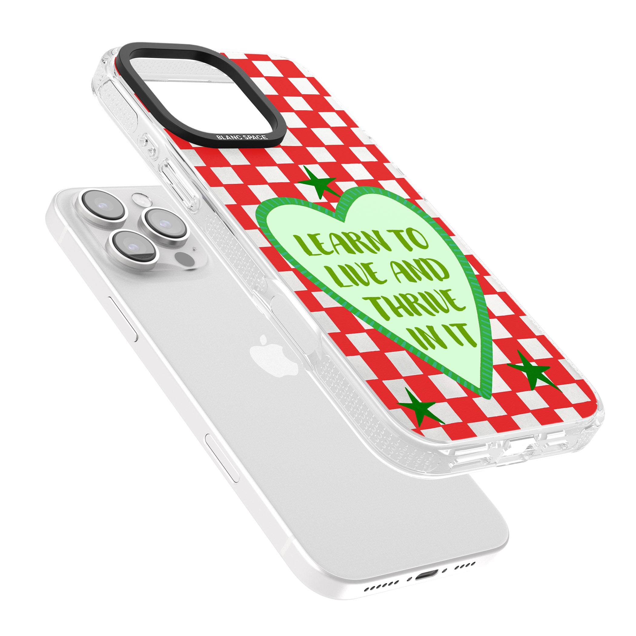 Learn To Live iPhone 16 Pro Max / 16 Pro Clear Case Impact Air - Blanc Space